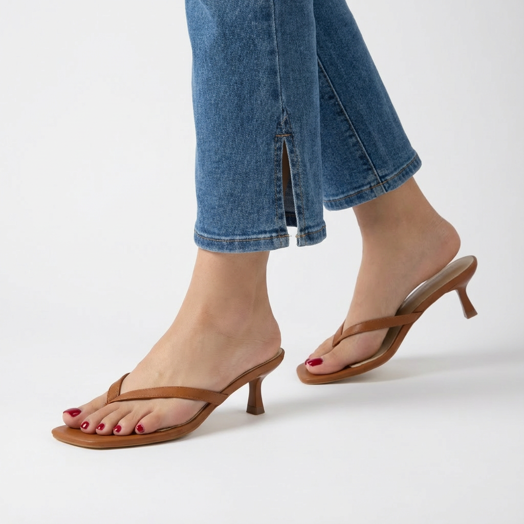 Miami Kitten Heel Sandals Whiskey