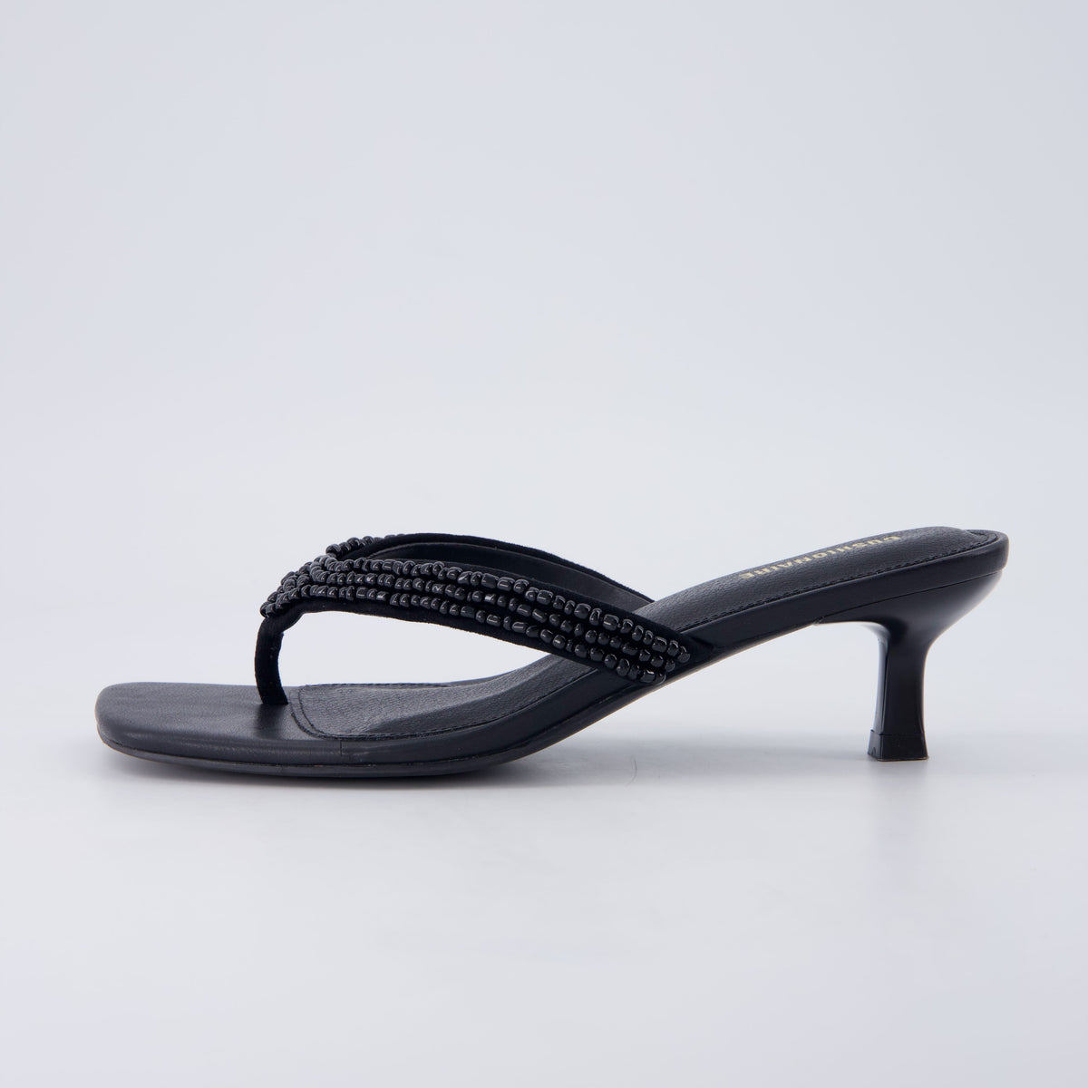 Mila Beaded Kitten Heels Black Medium