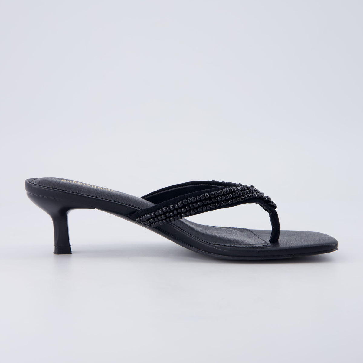 Mila Beaded Kitten Heels Black Medium