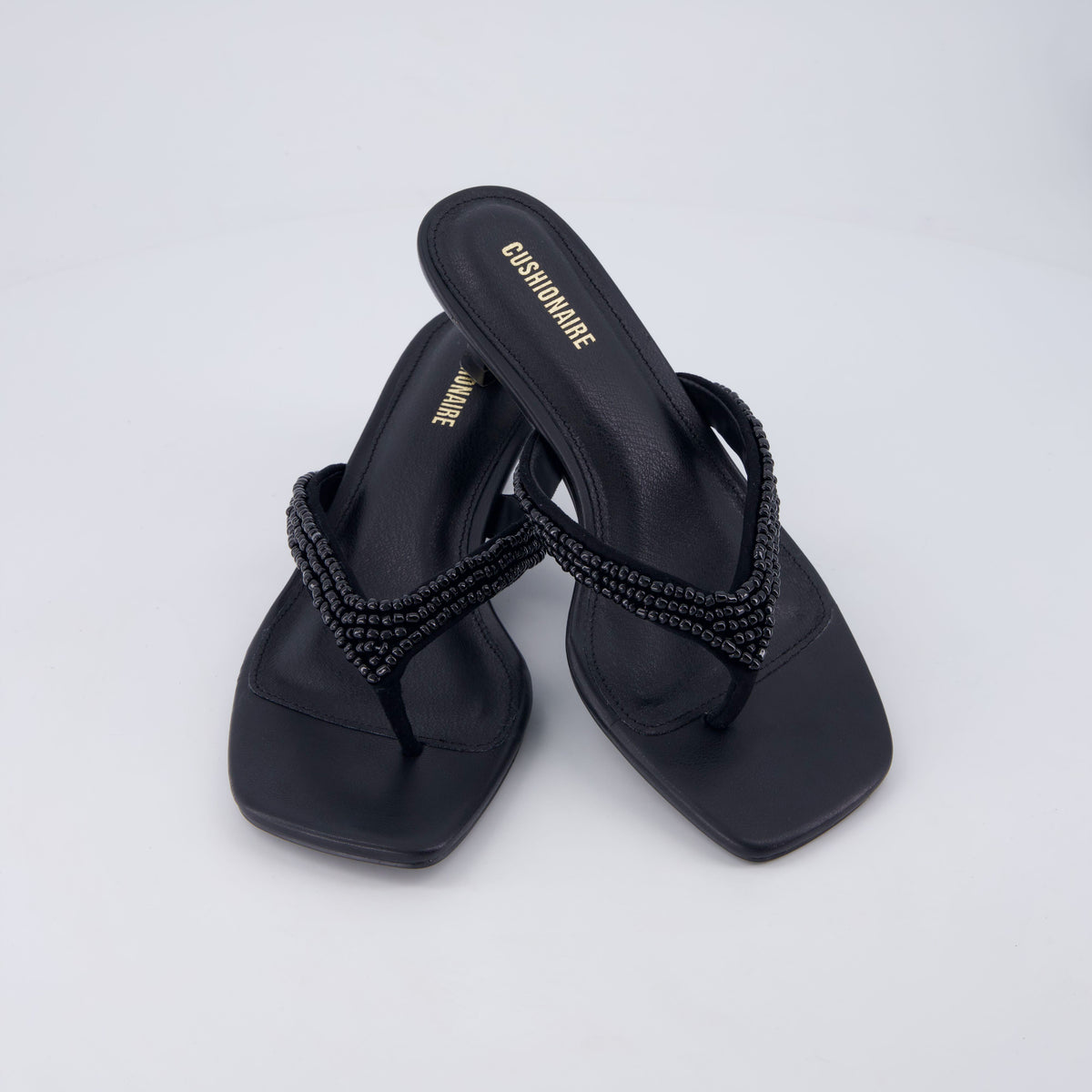 Mila Beaded Kitten Heels Black Medium