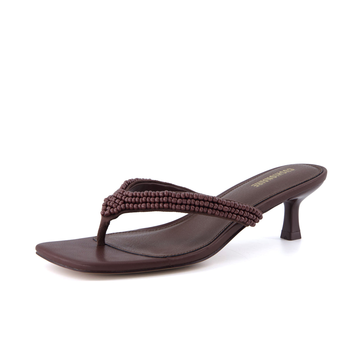 Mila Beaded Kitten Heels Chocolate Medium