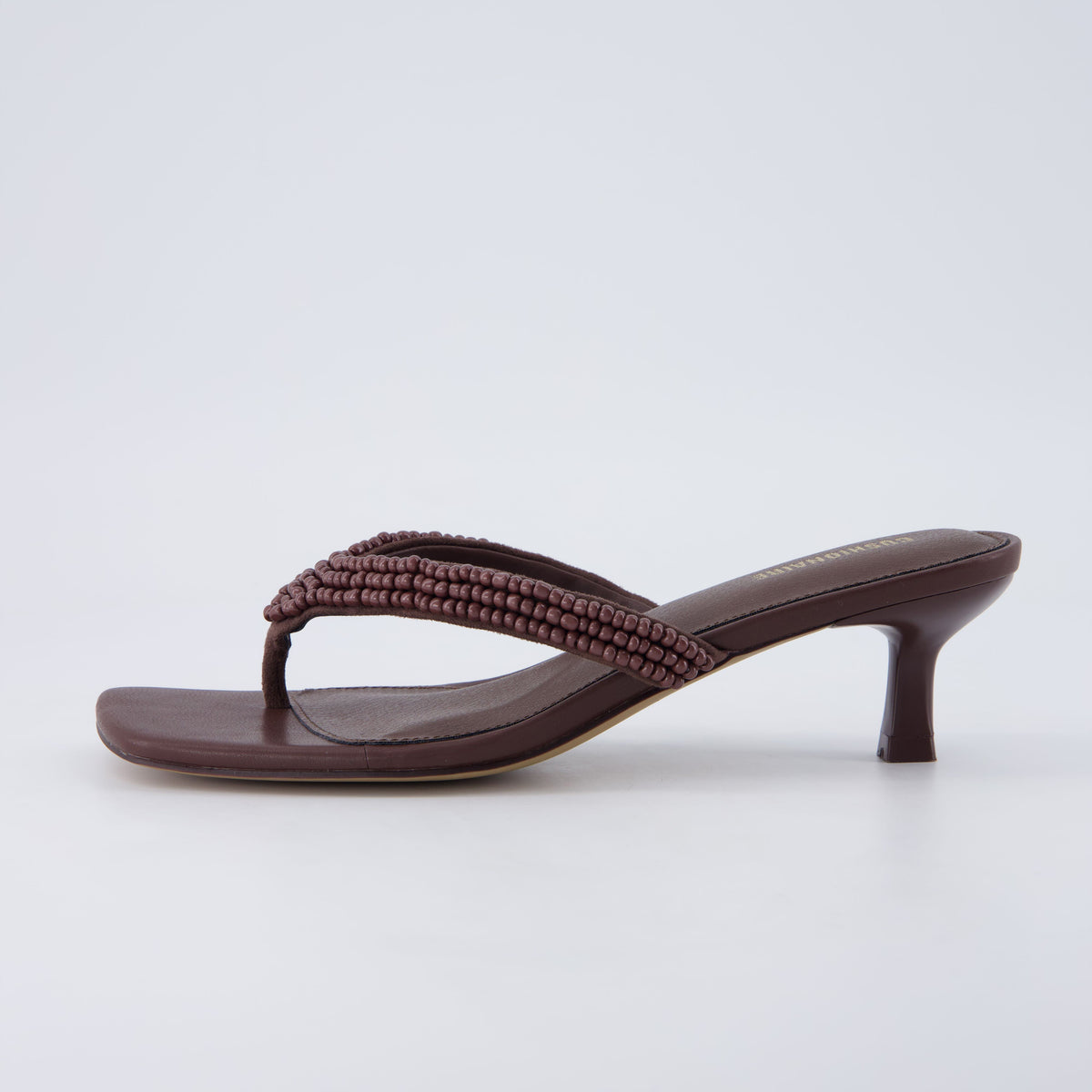 Mila Beaded Kitten Heels Chocolate Medium