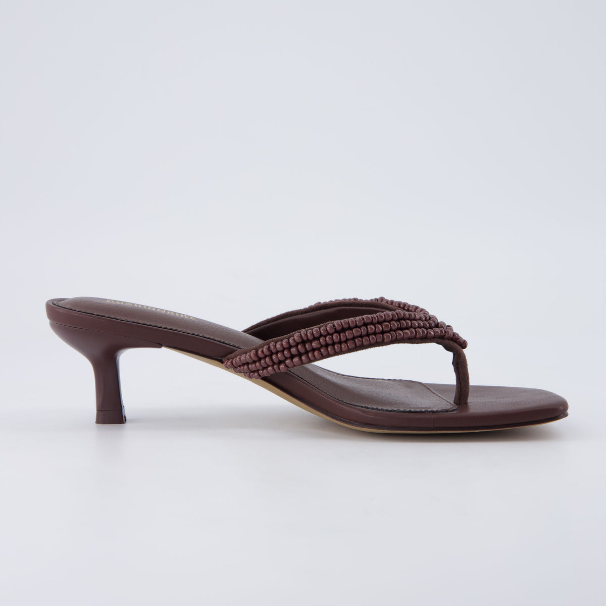 Mila Beaded Kitten Heels Chocolate Medium