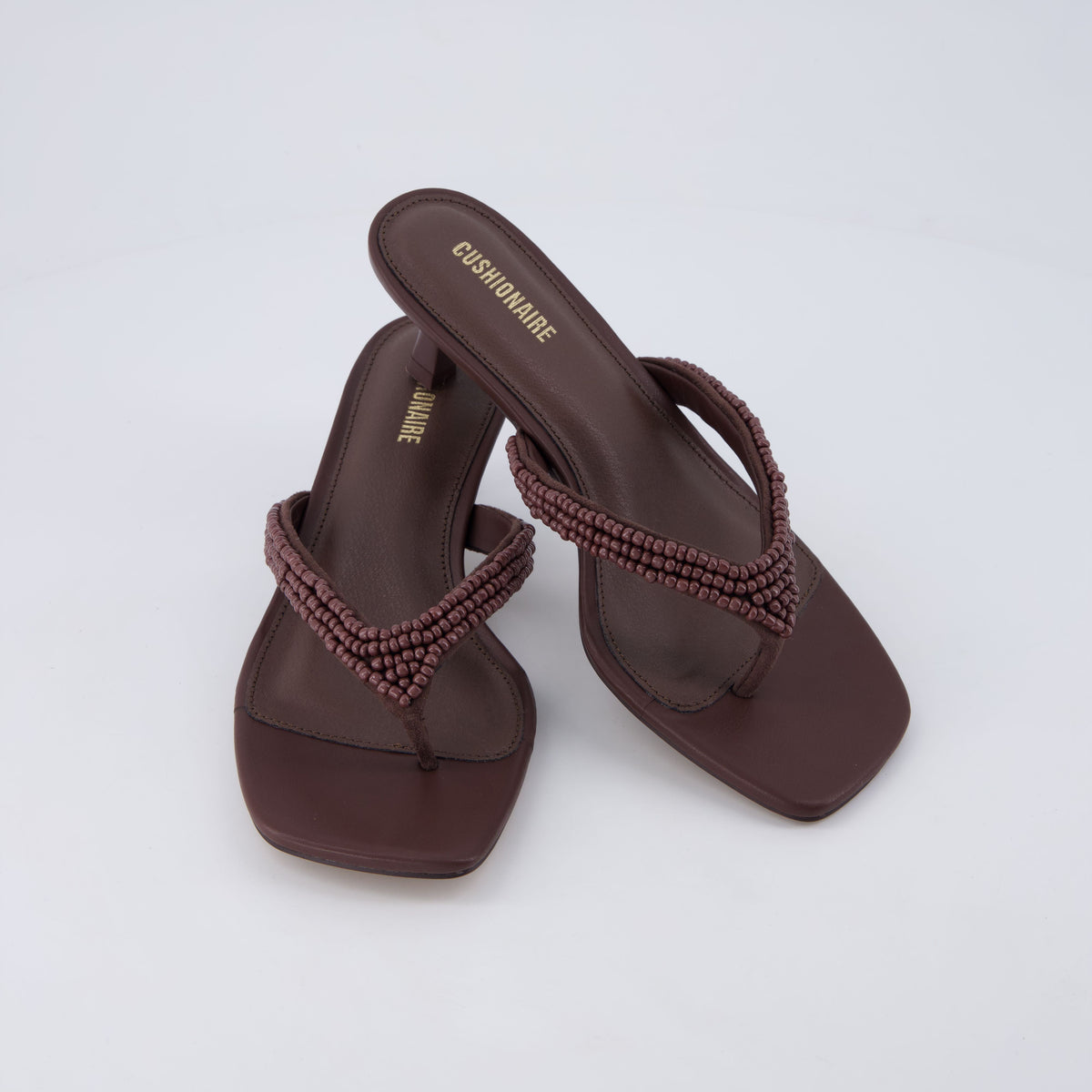 Mila Beaded Kitten Heels Chocolate Medium