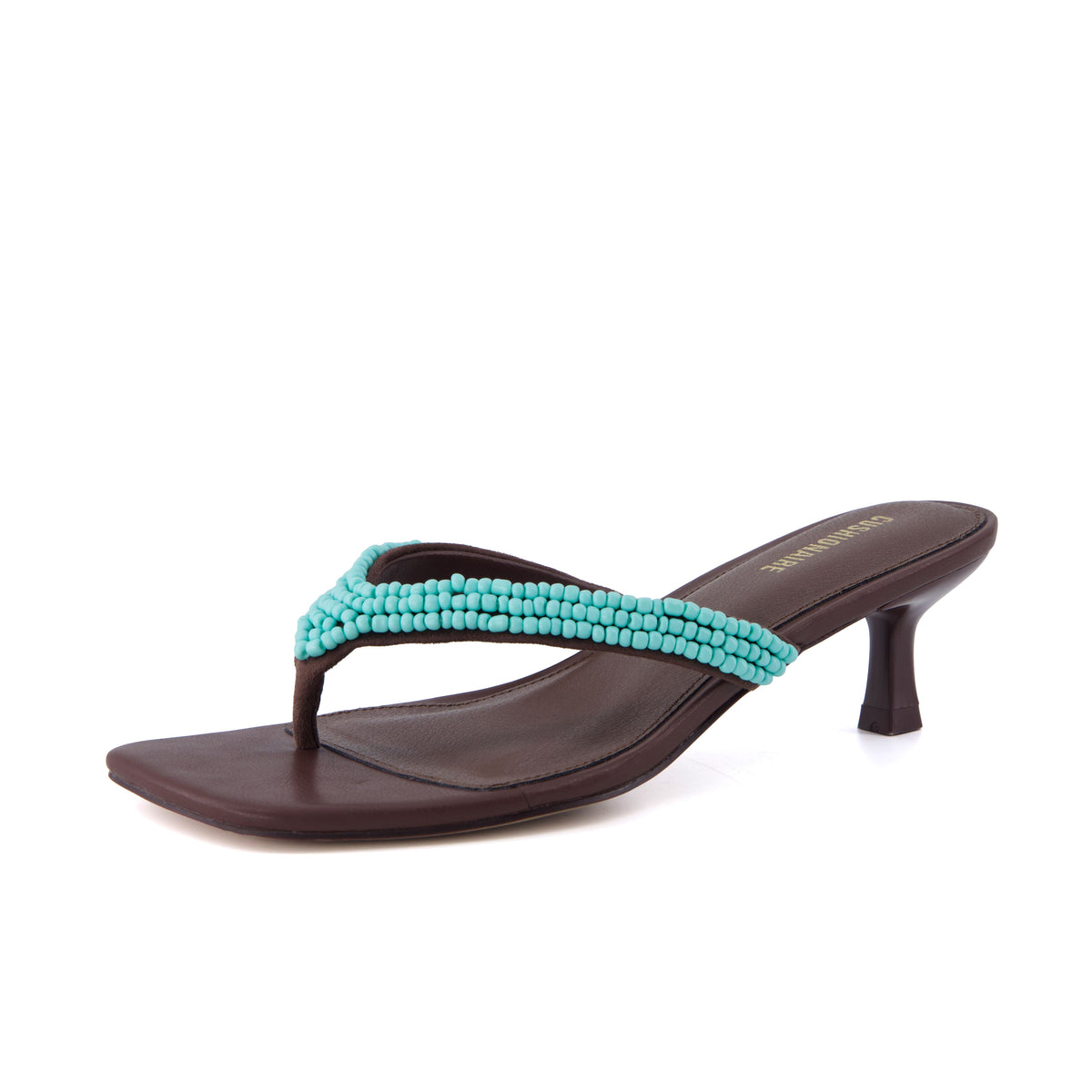 Mila Beaded Kitten Heels Turquoise Medium