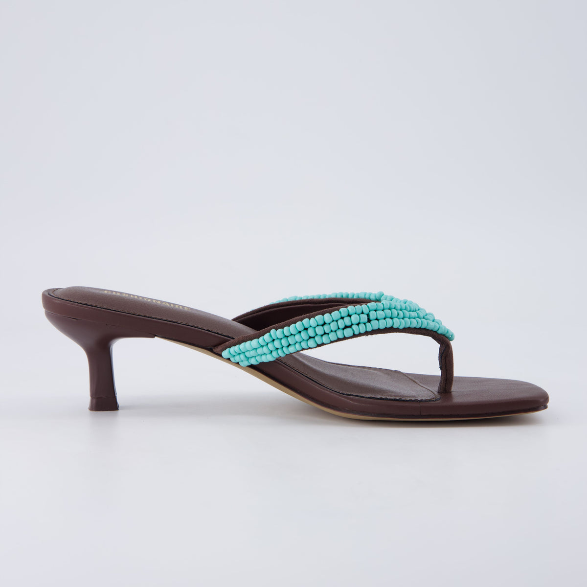 Mila Beaded Kitten Heels Turquoise Medium