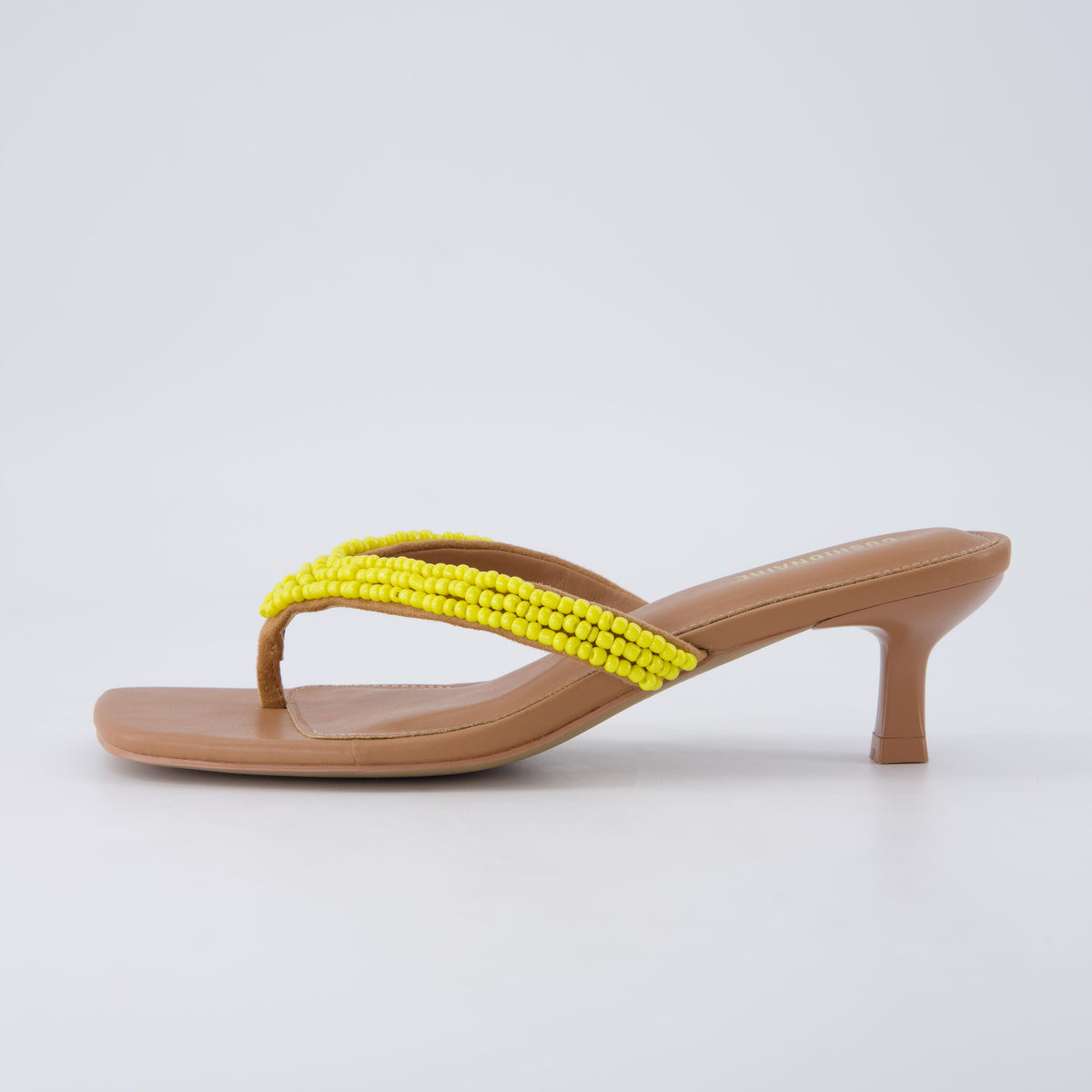 Mila Beaded Kitten Heels Yellow Medium