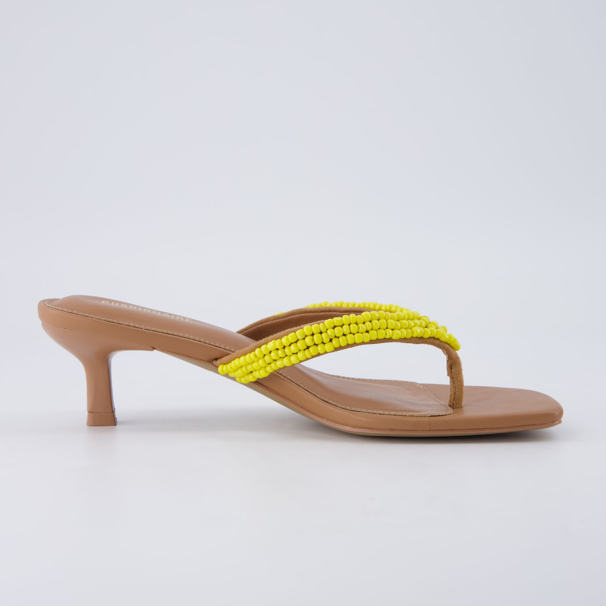 Mila Beaded Kitten Heels Yellow Medium