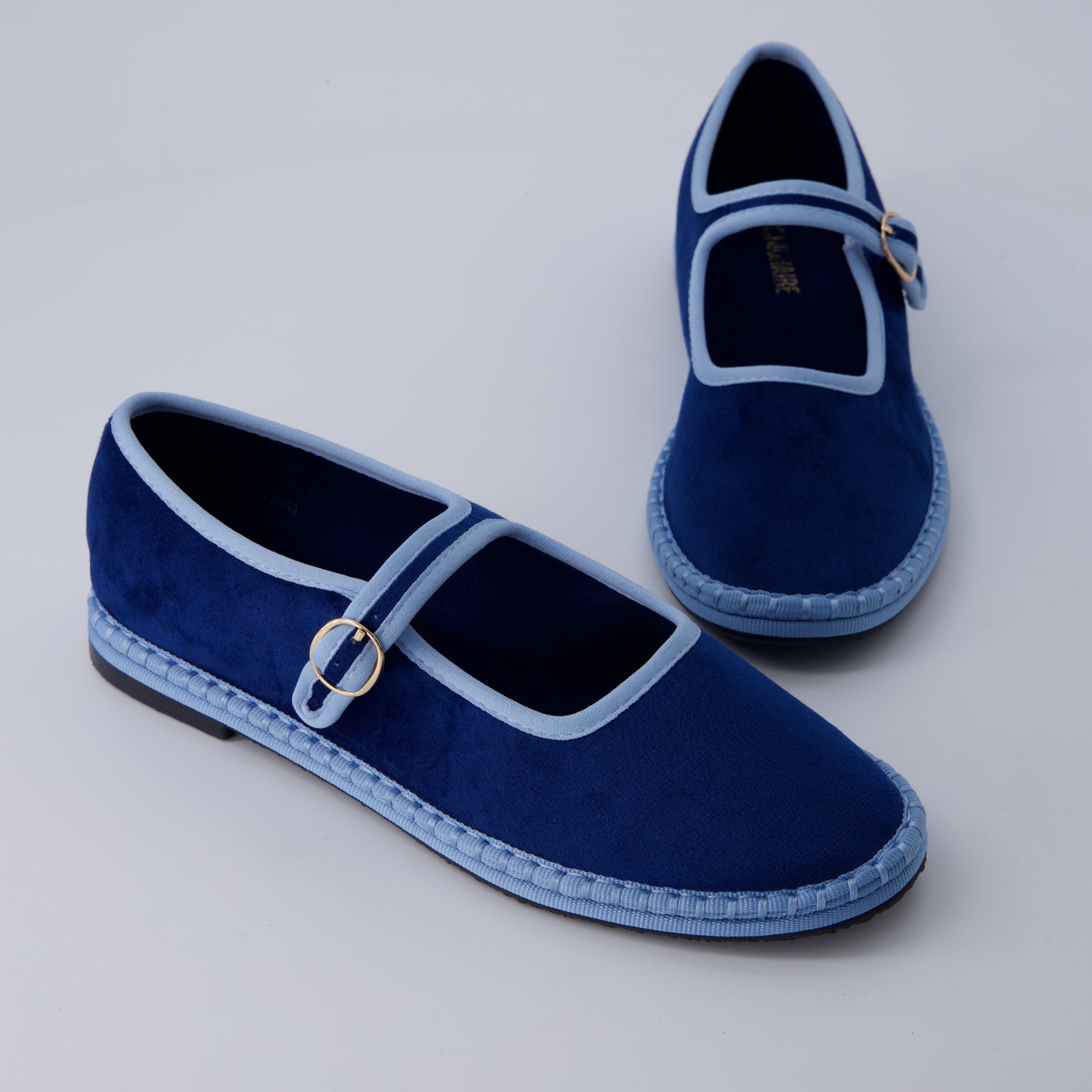 Missy Mary Jane Ballet Flats Blue Blue Fabric Medium