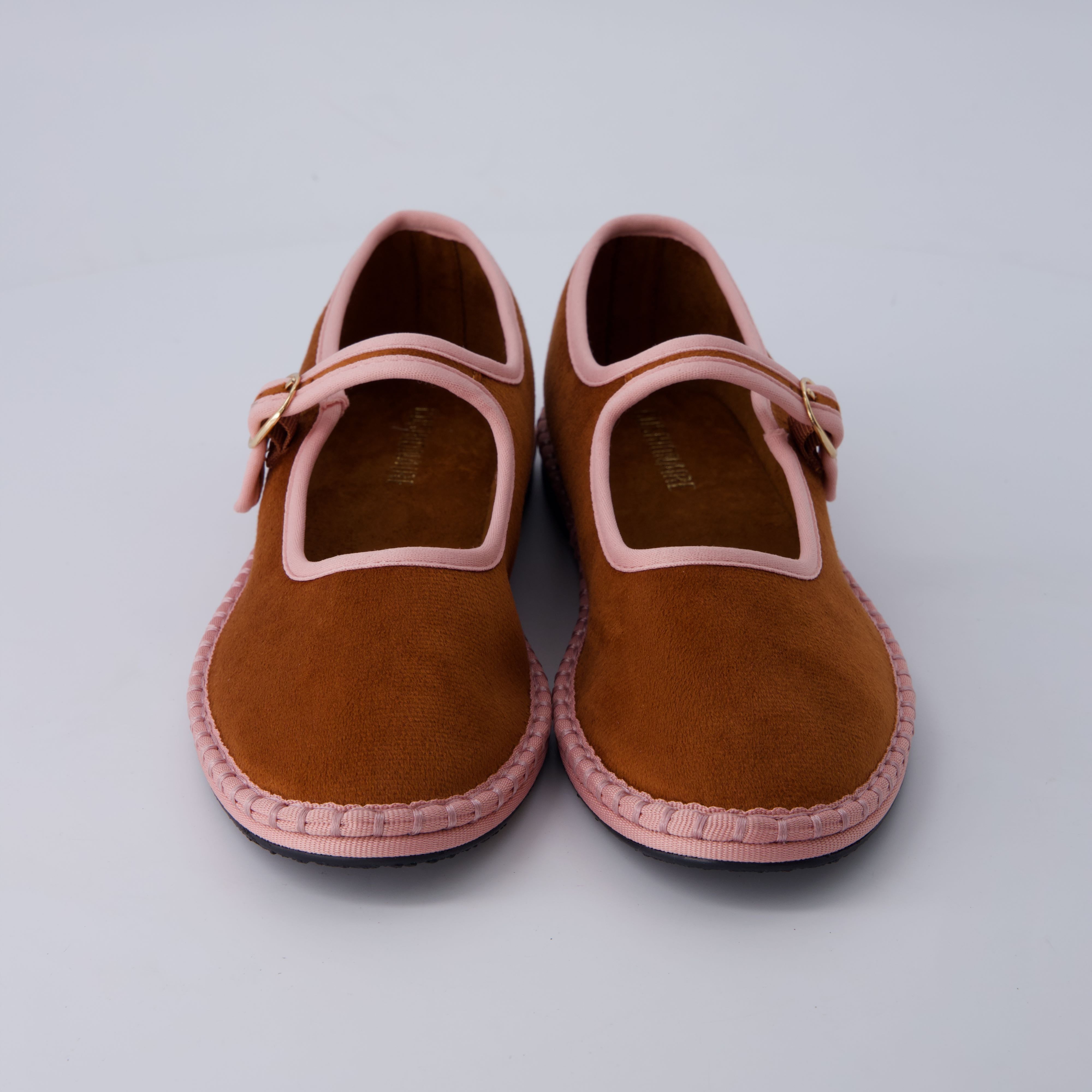 Missy Mary Jane Ballet Flats Brown Pink Fabric Medium