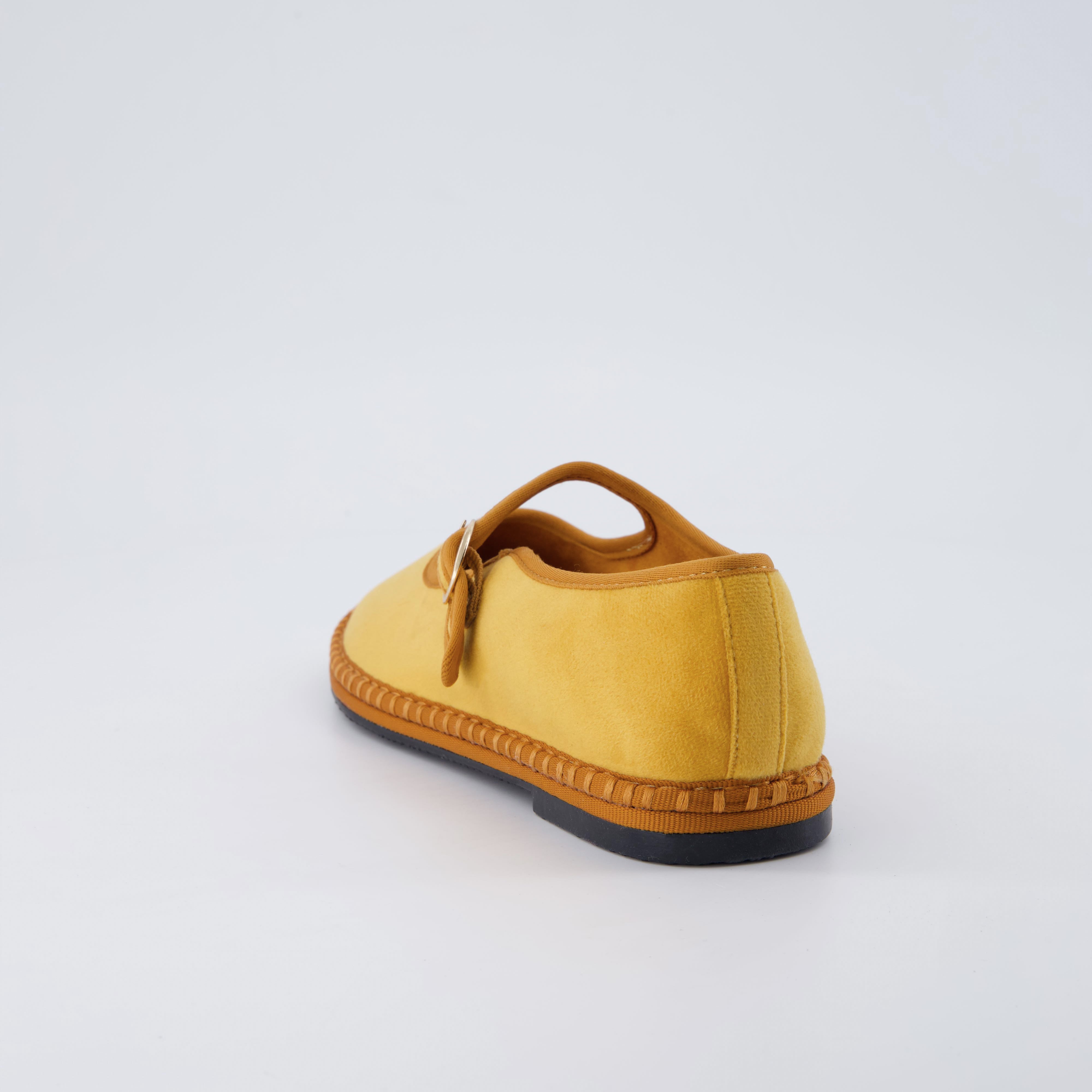 Missy Mary Jane Ballet Flats Mustard Brown Fabric Medium