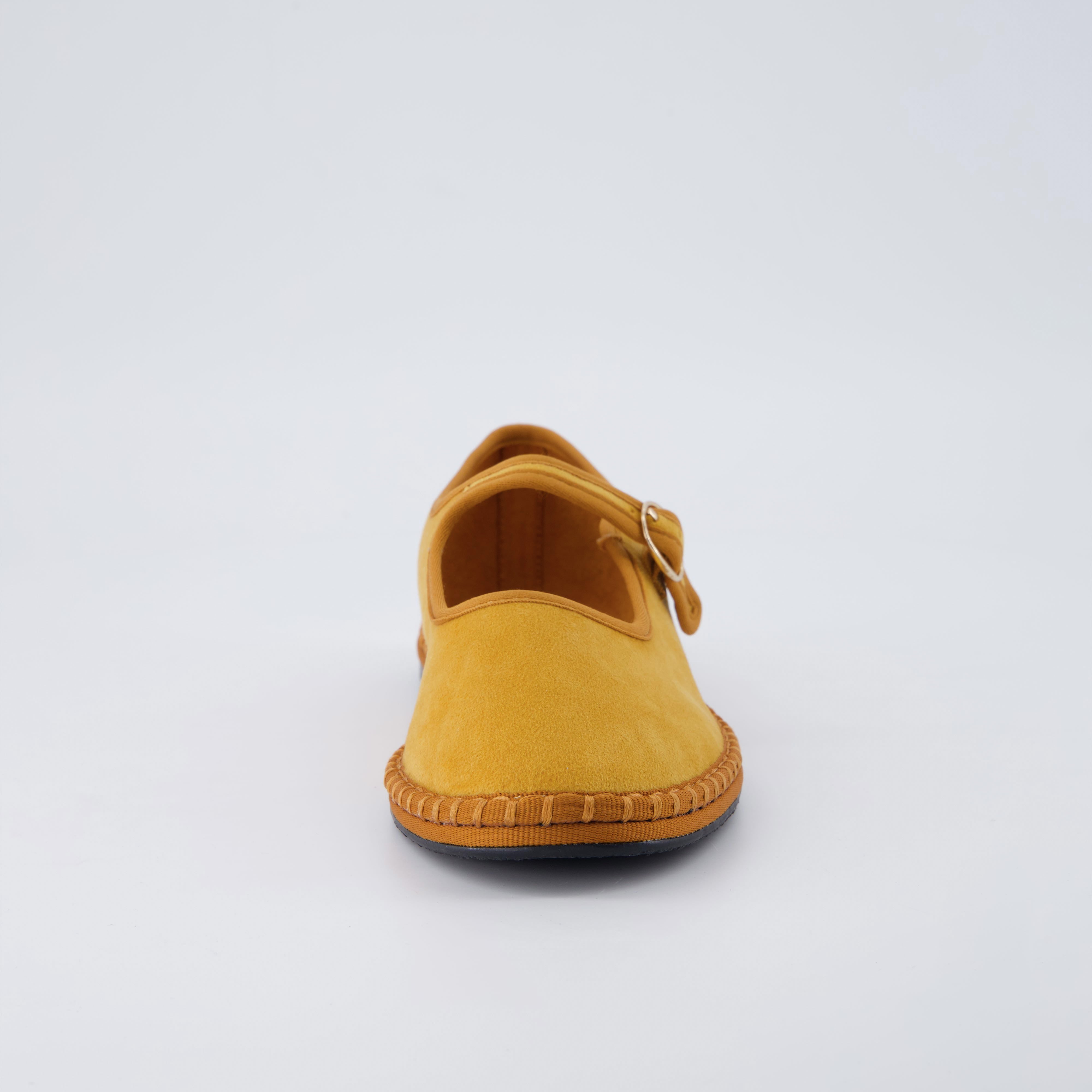 Missy Mary Jane Ballet Flats Mustard Brown Fabric Medium