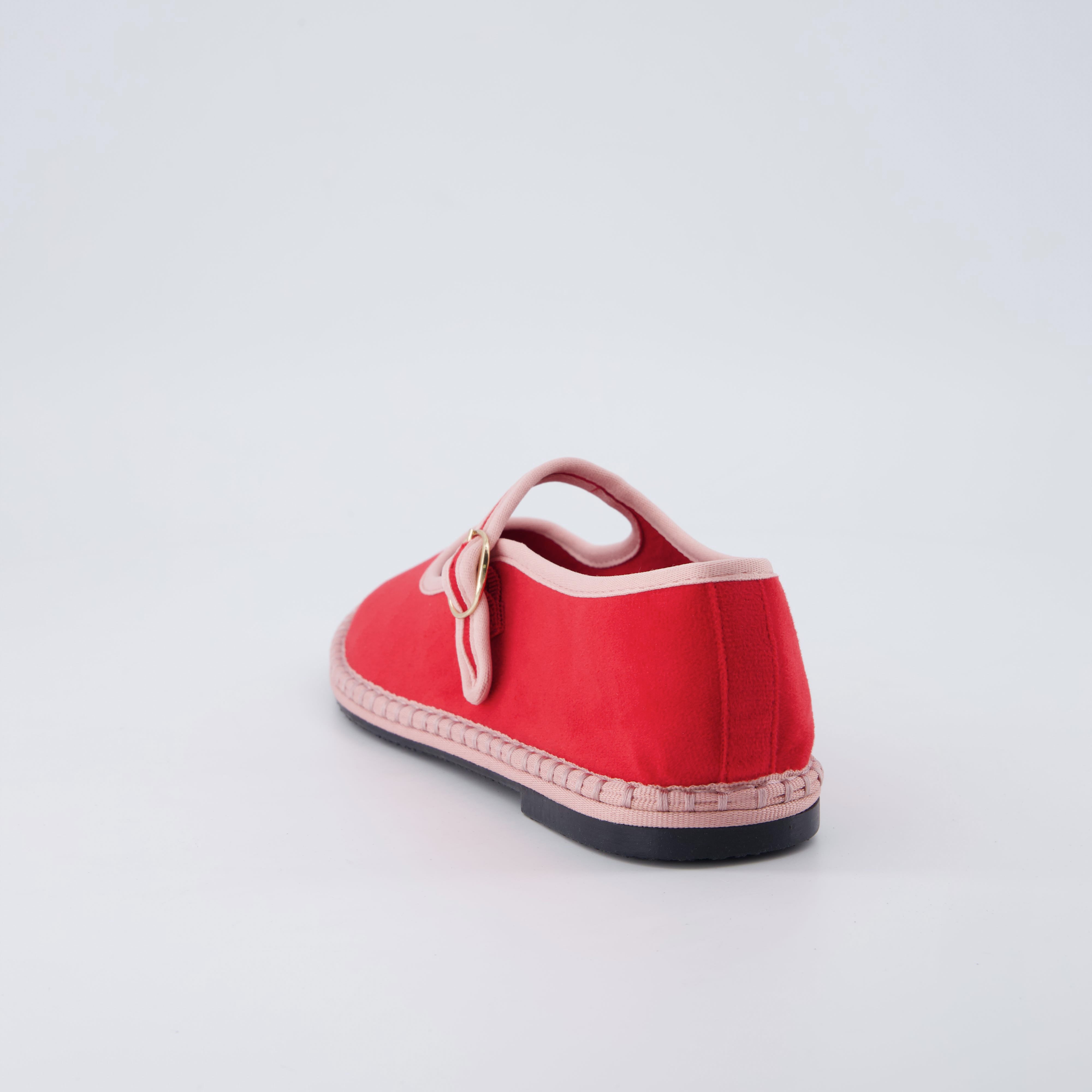 Missy Mary Jane Ballet Flats Red Pink Fabric Medium