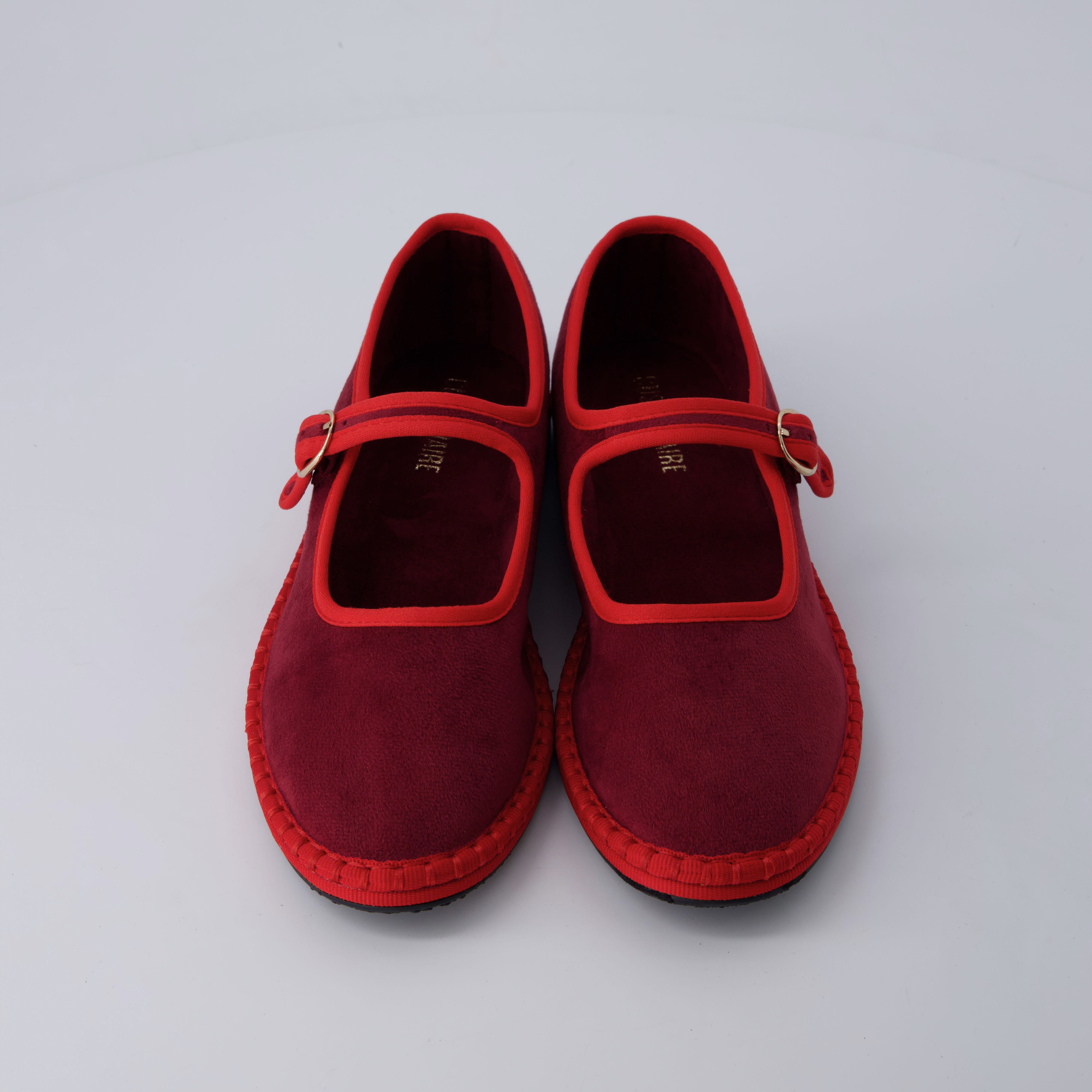 Missy Mary Jane Ballet Flats Red Red Fabric Medium