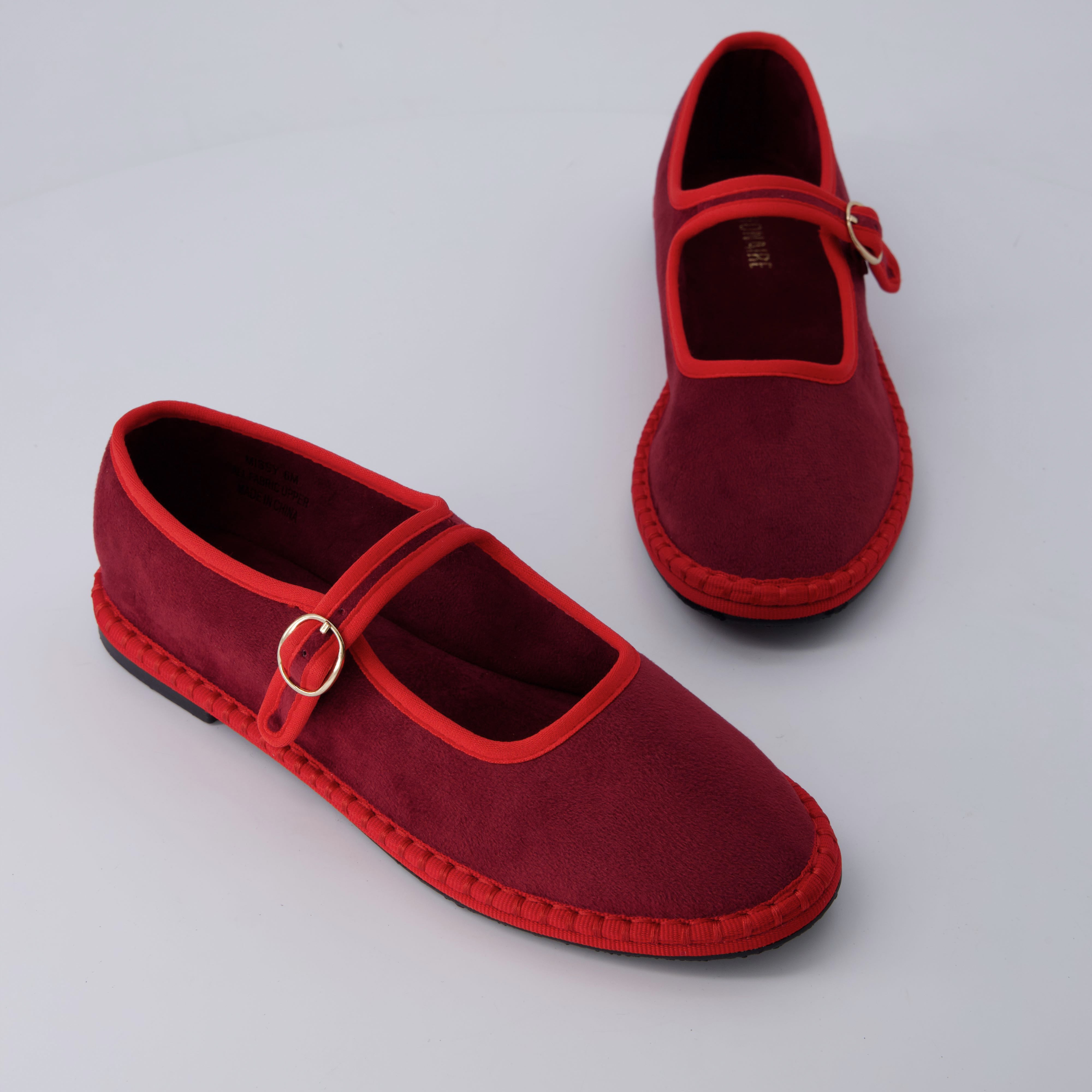 Missy Mary Jane Ballet Flats Red Red Fabric Medium