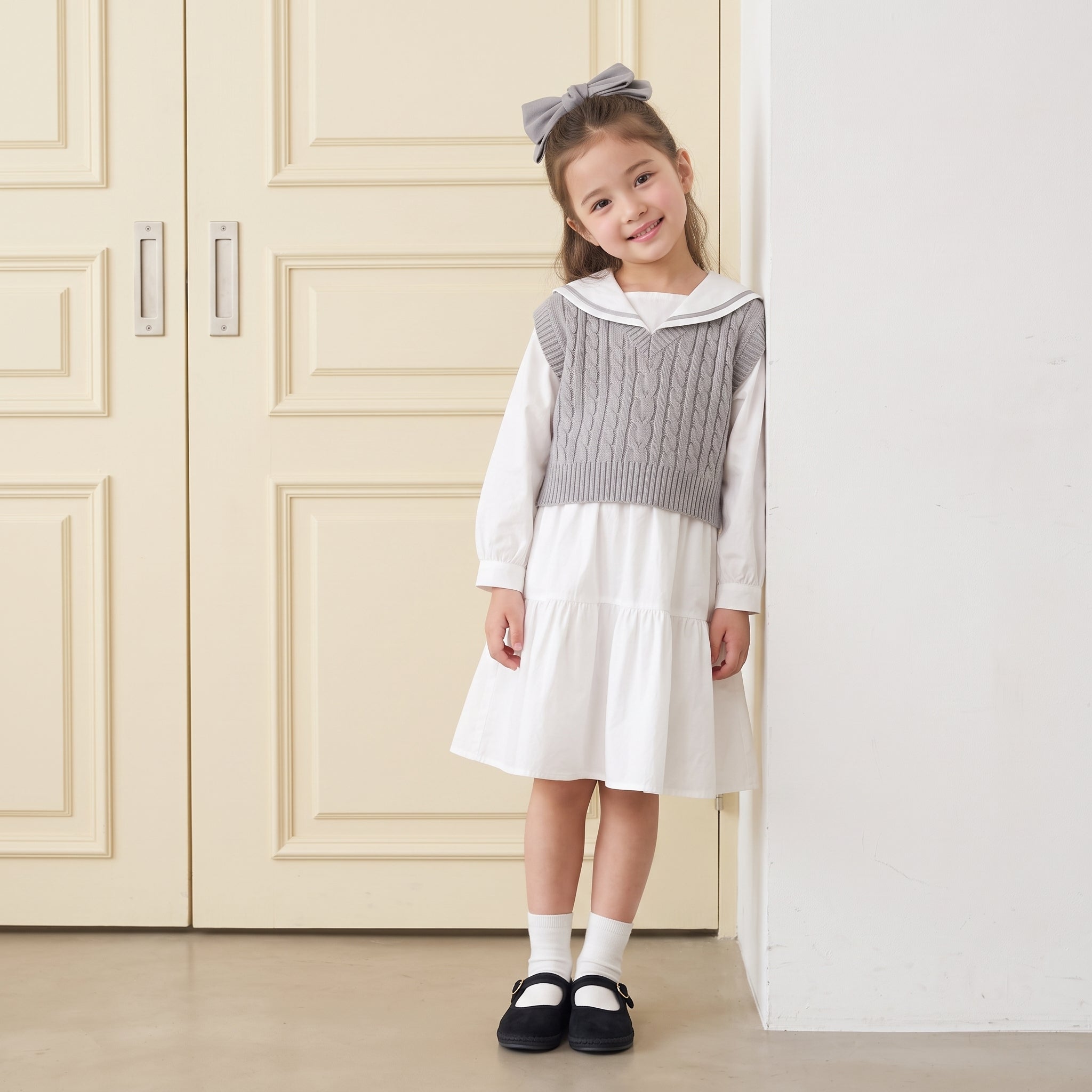 Missy Kids Mary Jane Flats Black Medium