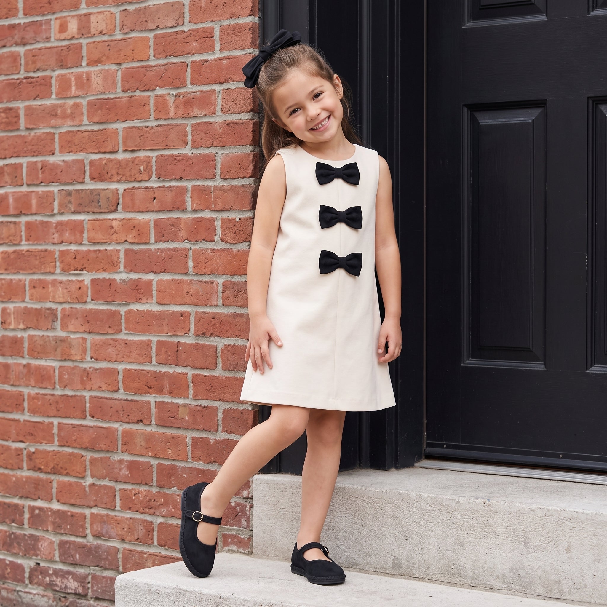 Missy Kids Mary Jane Flats Black Medium