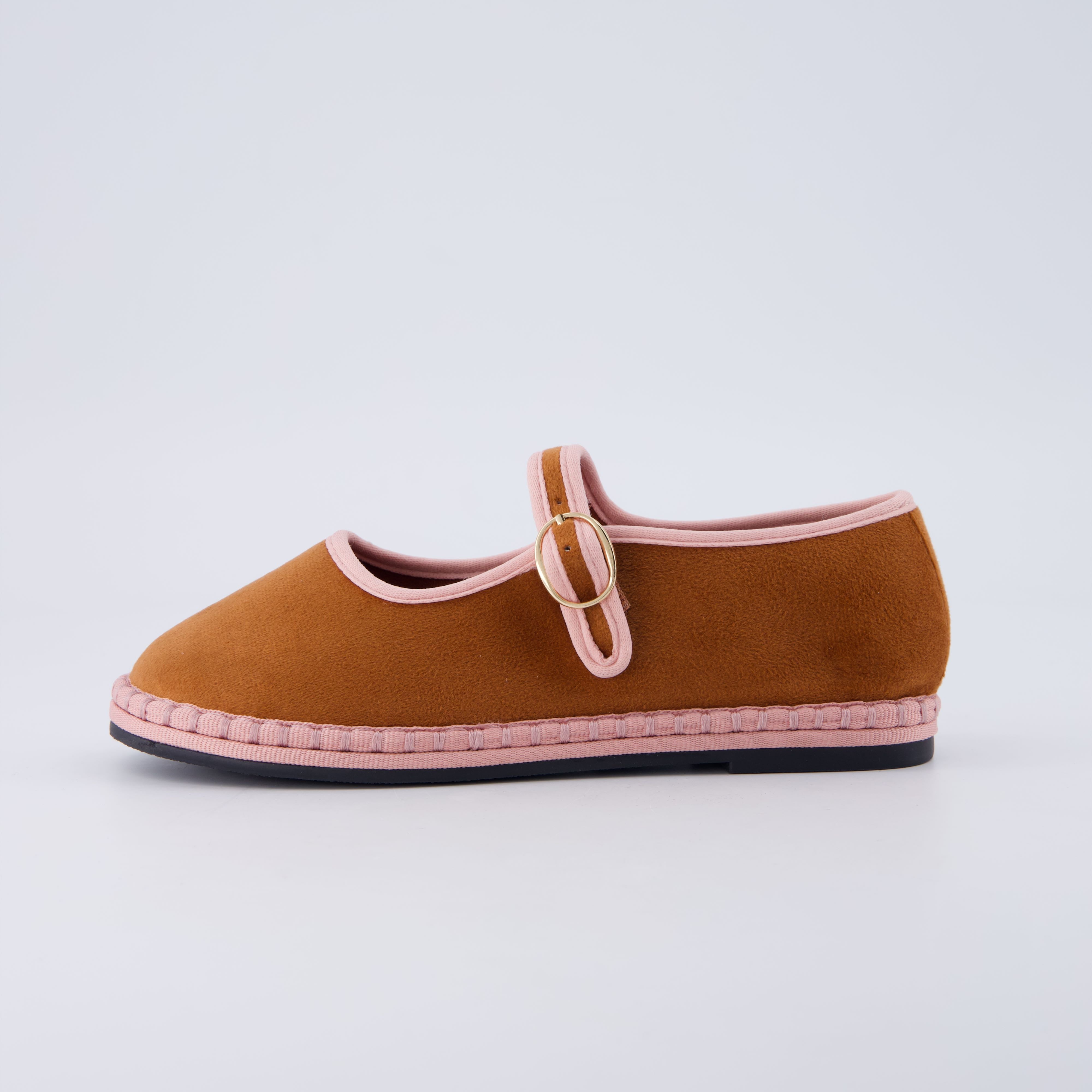 Missy Kids Mary Jane Flats Brown Pink Medium