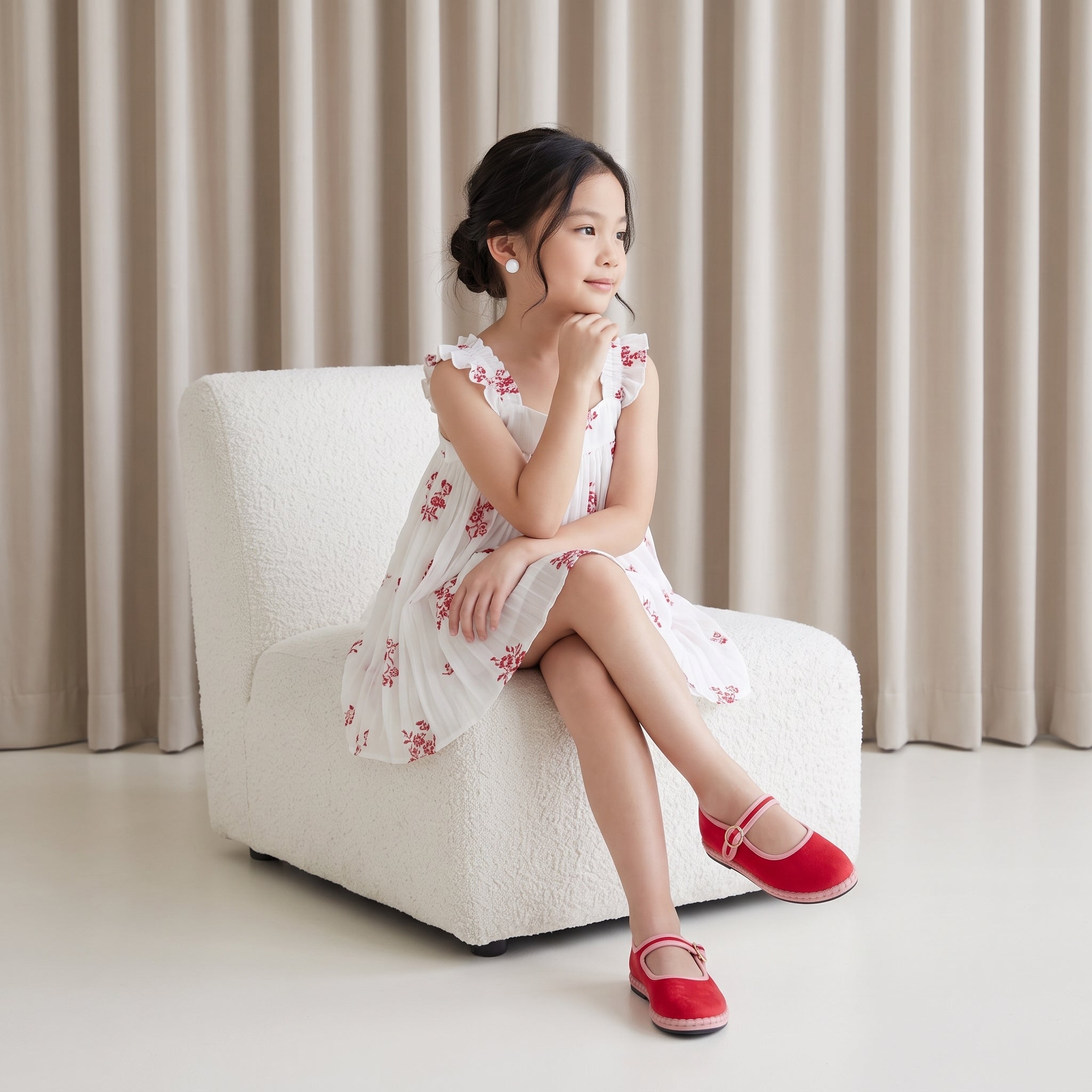 Missy Kids Mary Jane Flats Red Pink Medium