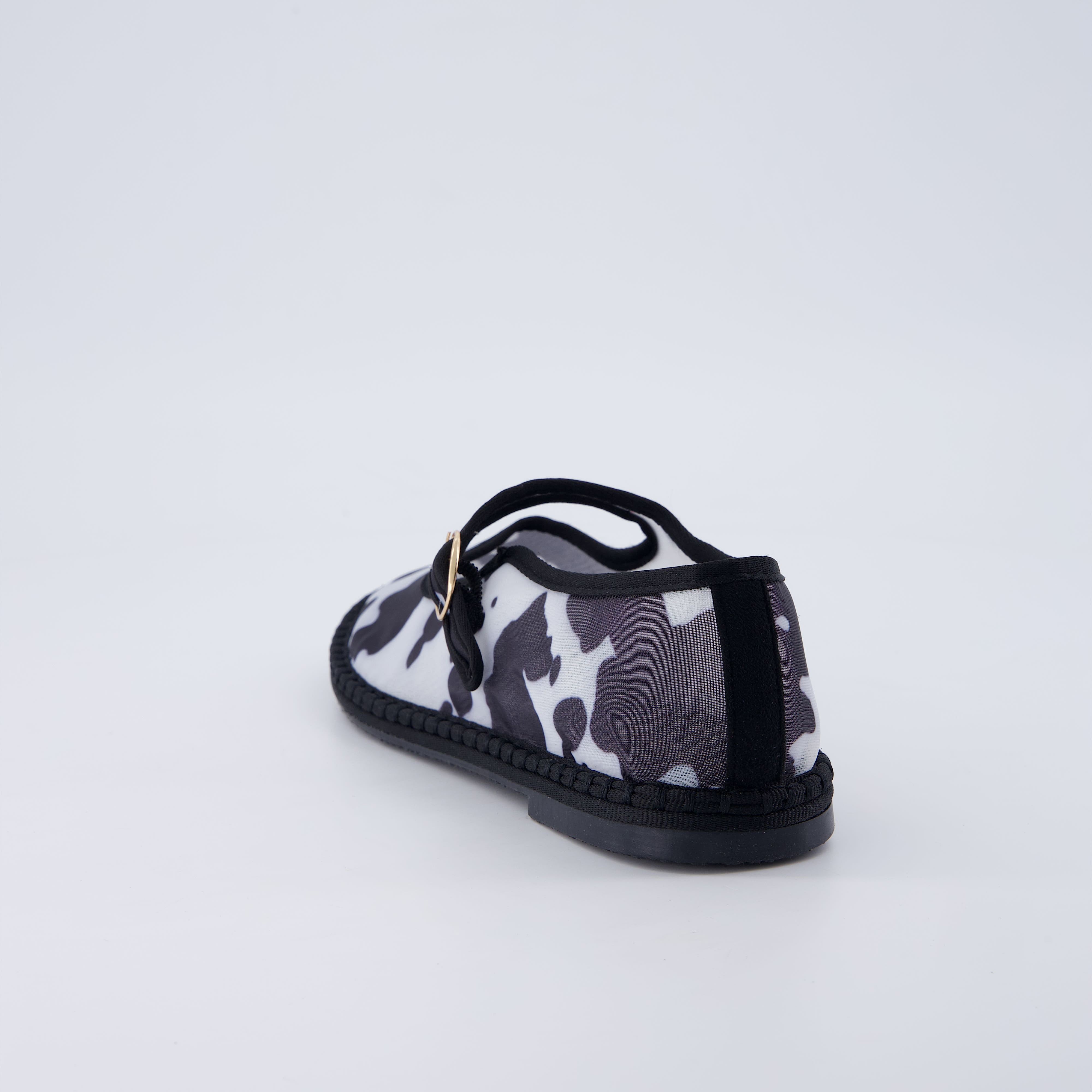 Missy Mary Jane Ballet Flats Black Cow Mesh Medium