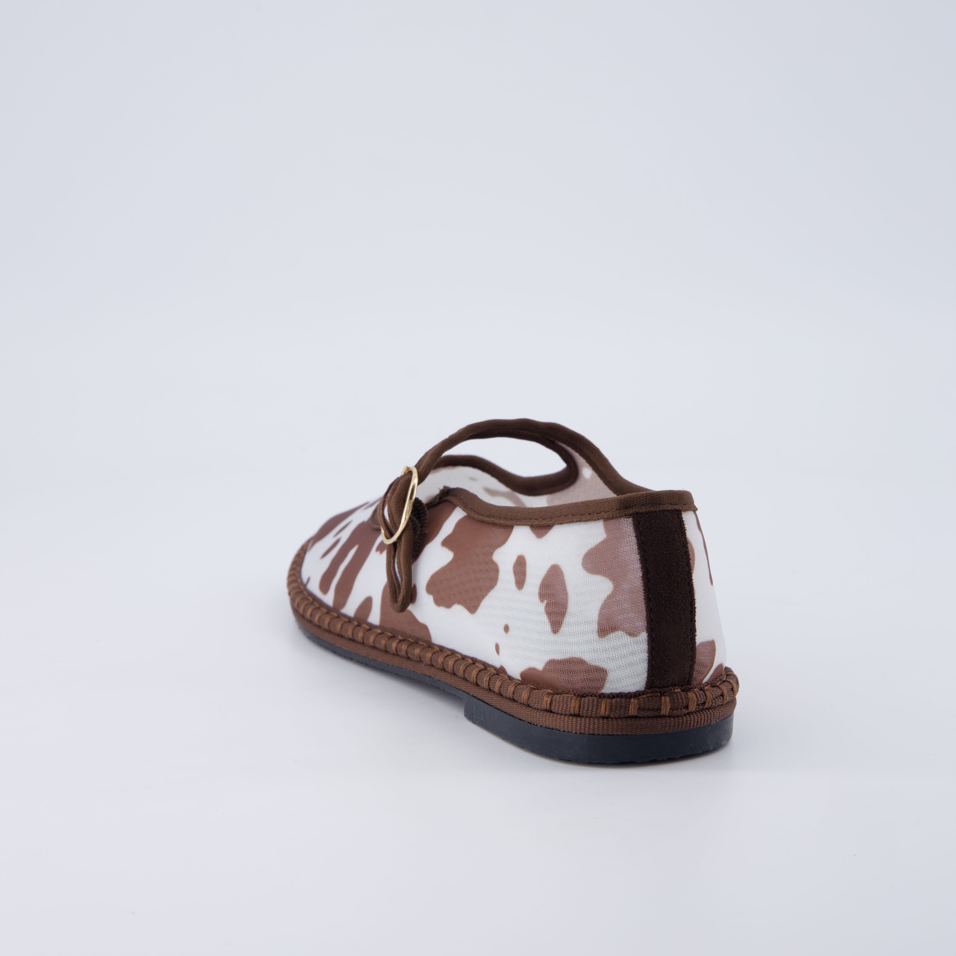 Missy Mary Jane Ballet Flats Brown Cow Mesh Medium