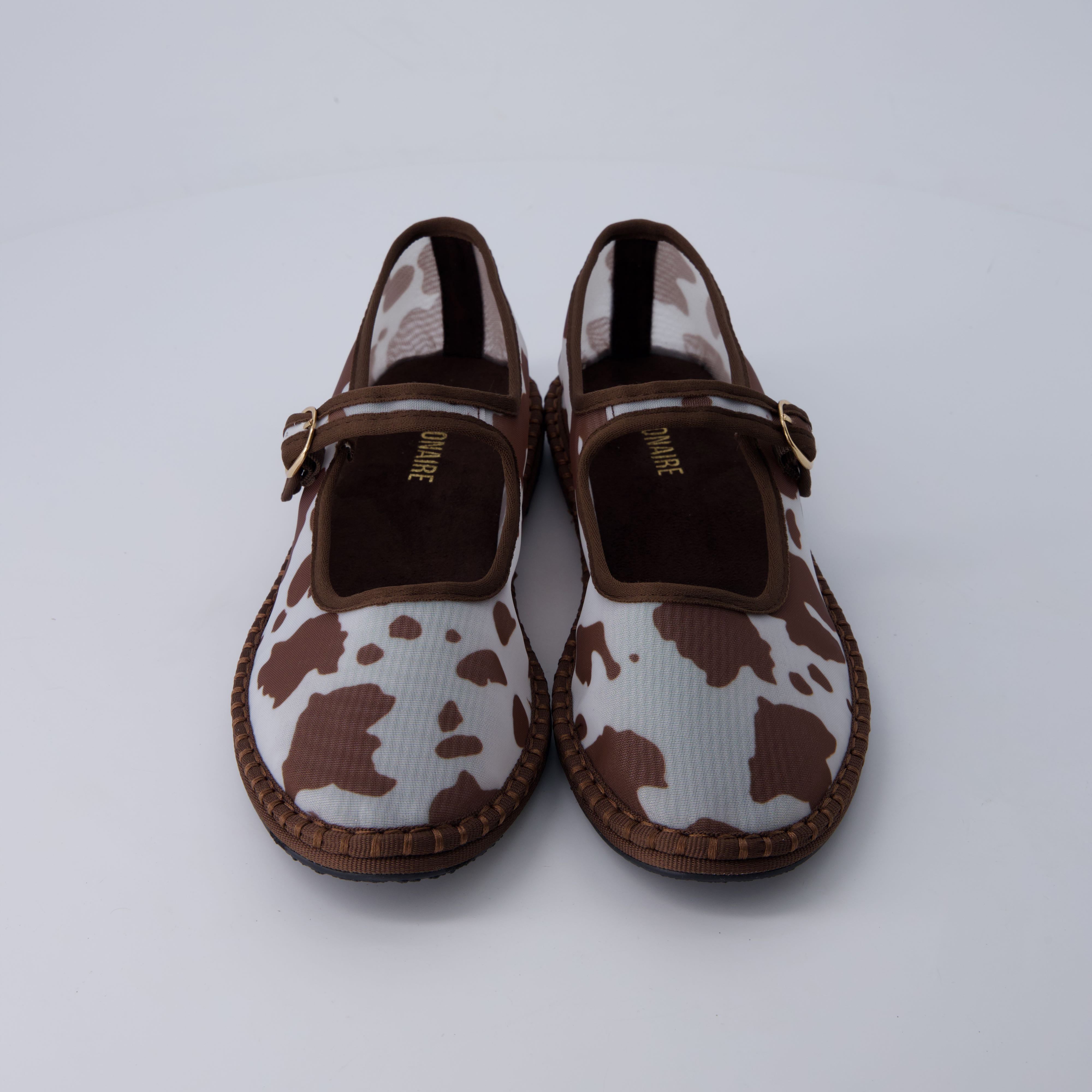 Missy Mary Jane Ballet Flats Brown Cow Mesh Medium