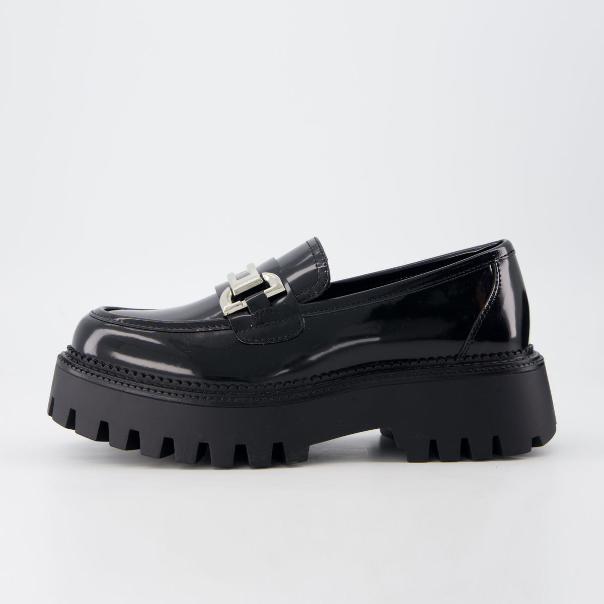 Mondo Chunky Platform Loafers Black Patent Medium