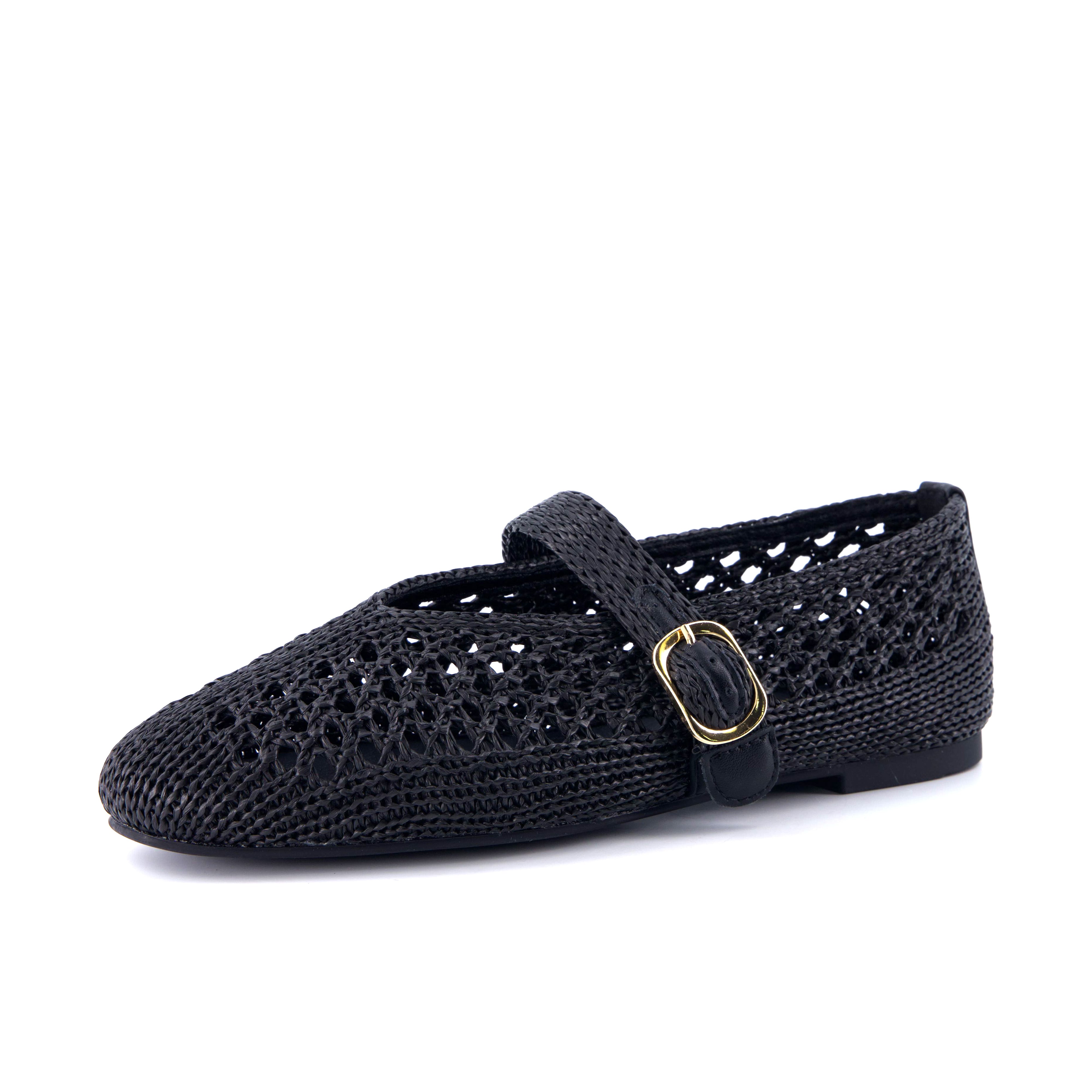 Monet Woven Mary Jane Flats Black Medium
