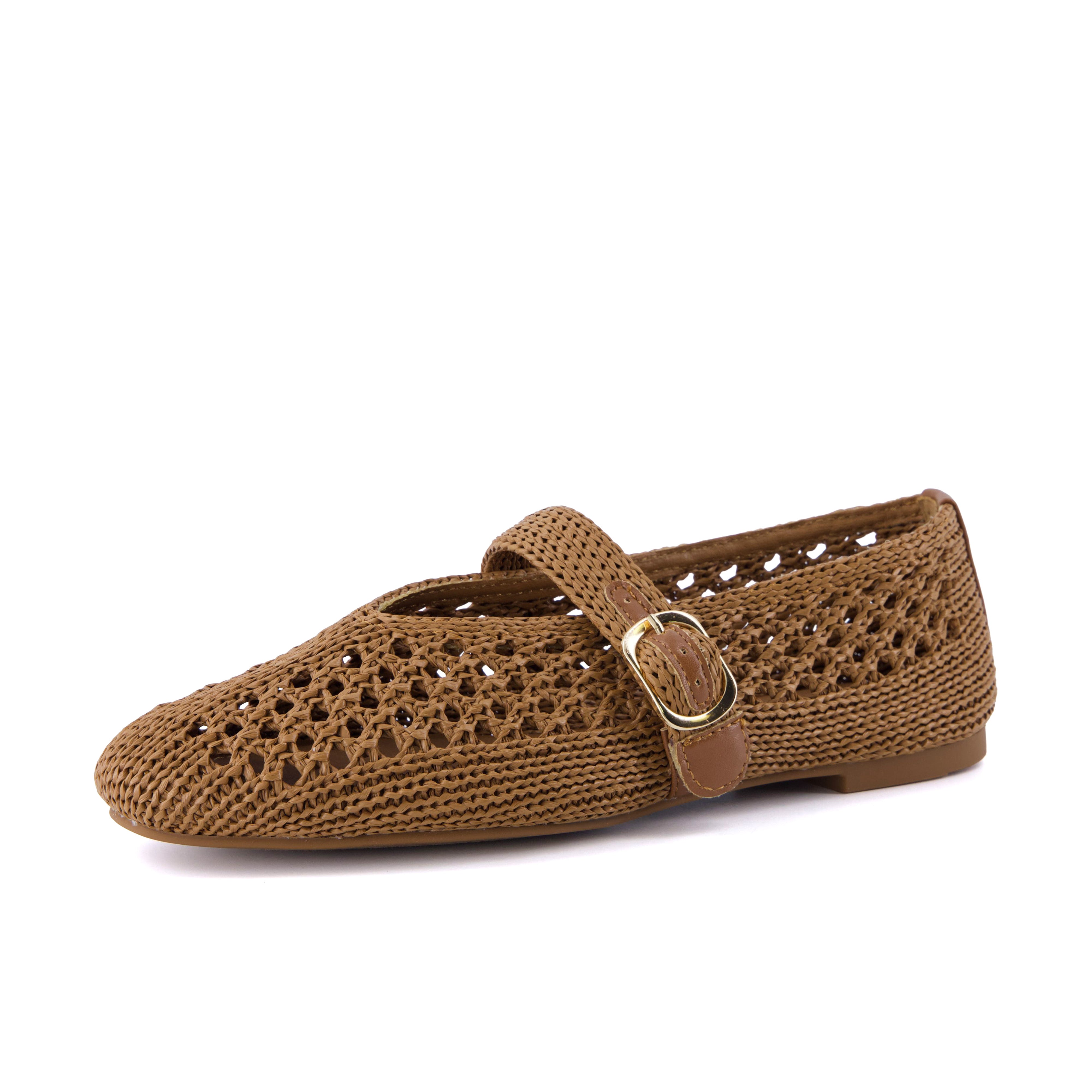 Monet Woven Mary Jane Flats Brown Medium