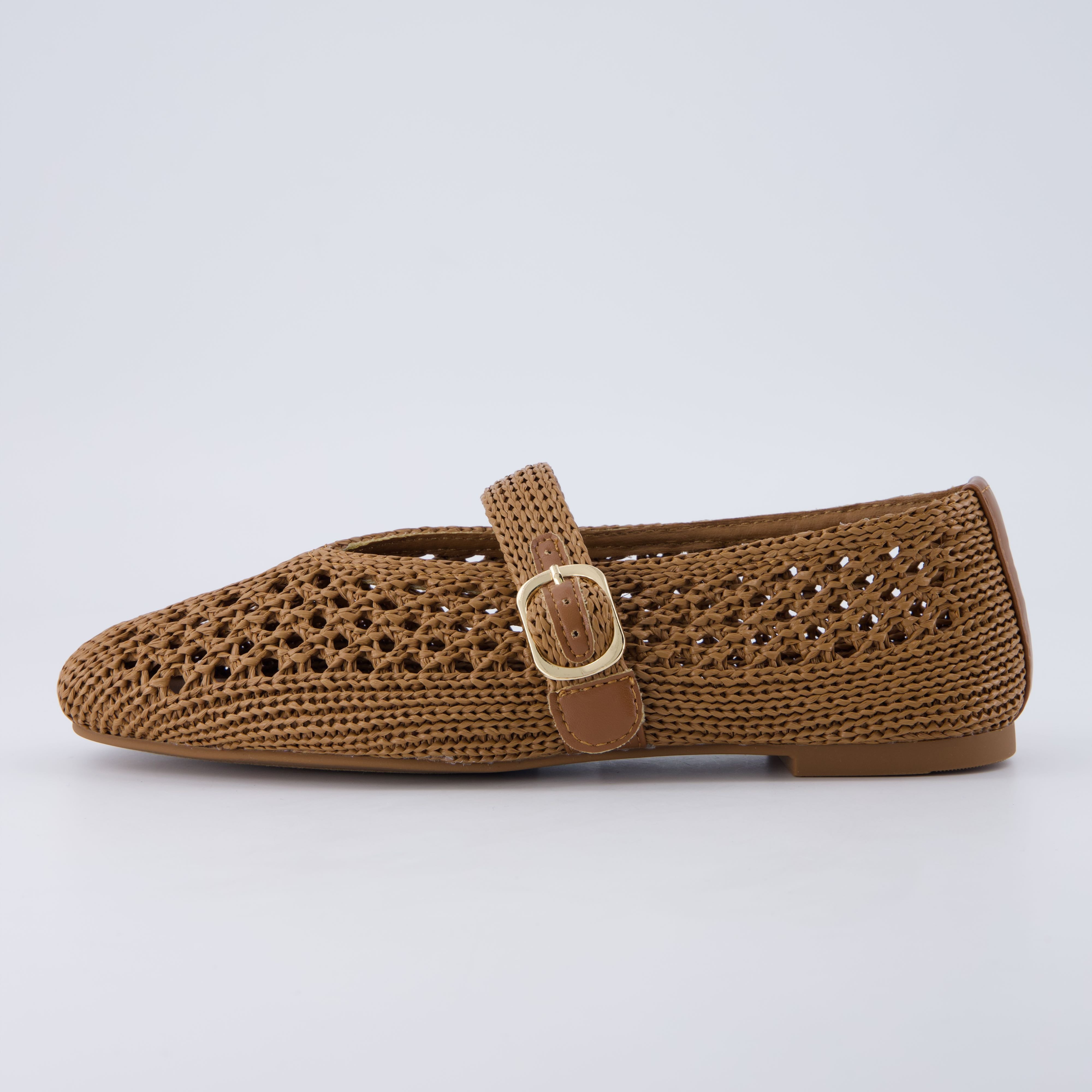 Monet Woven Mary Jane Flats Brown Medium