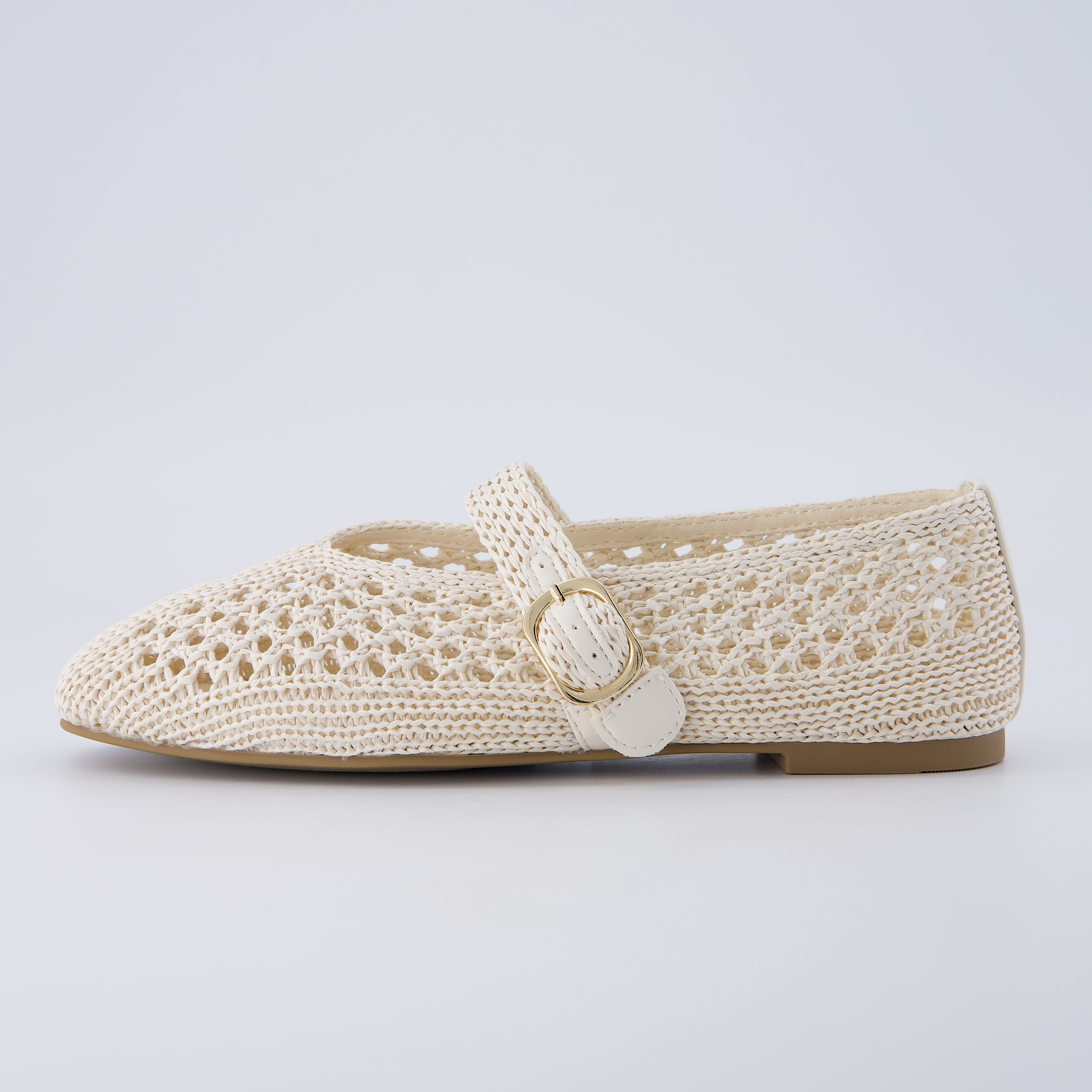 Monet Woven Mary Jane Flats Beige Medium