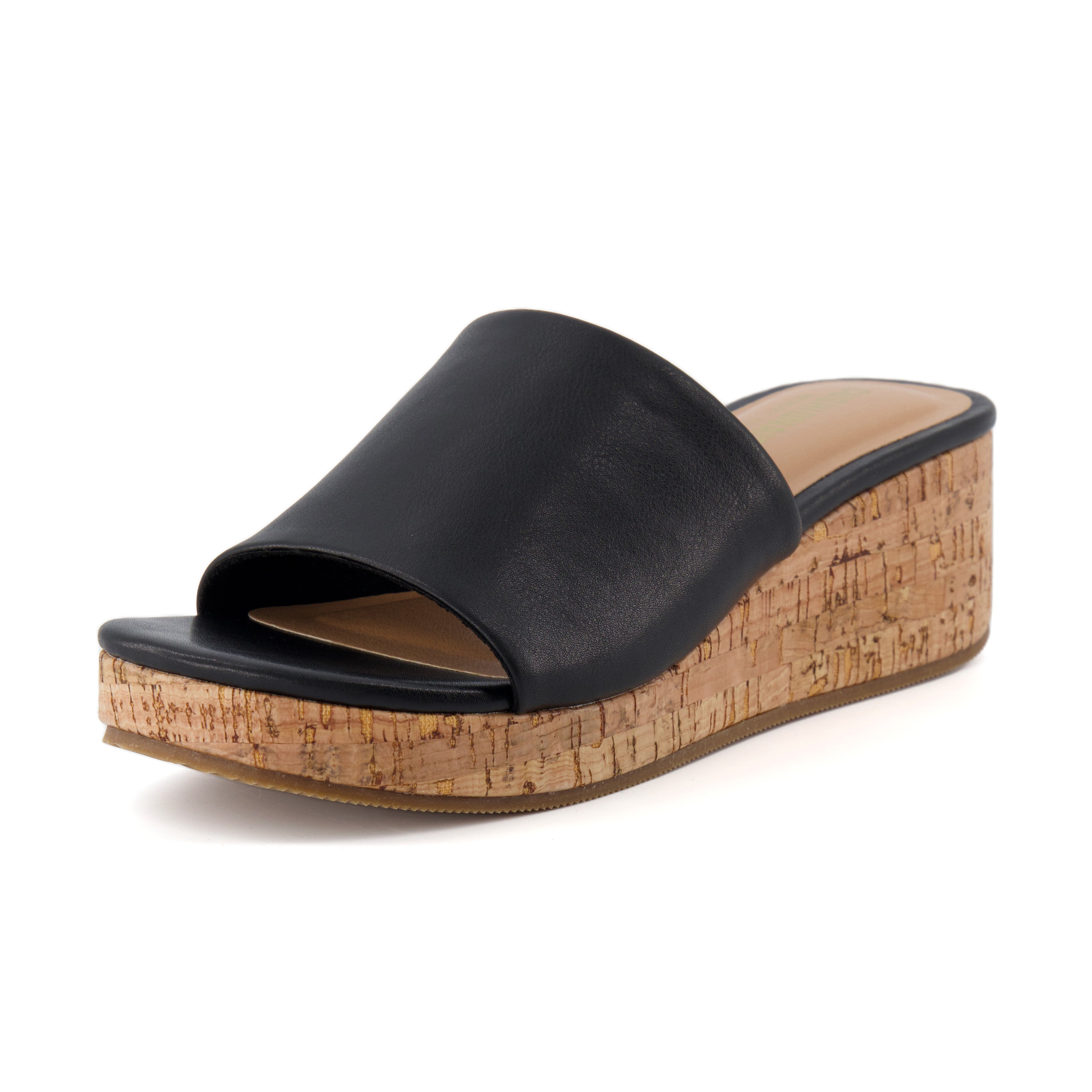 Nano Cork Wedge Sandal Black