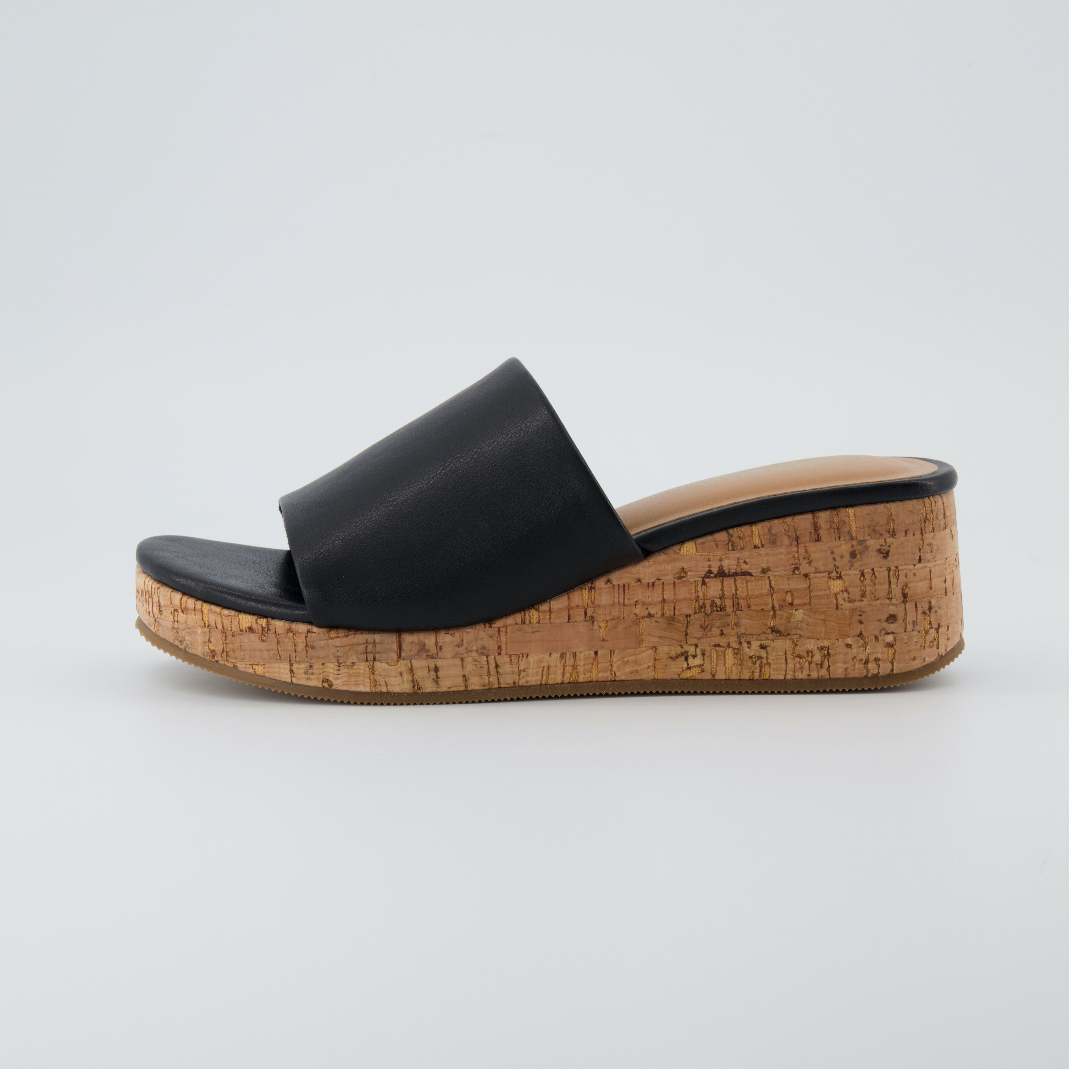 Nano Cork Wedge Sandal Black