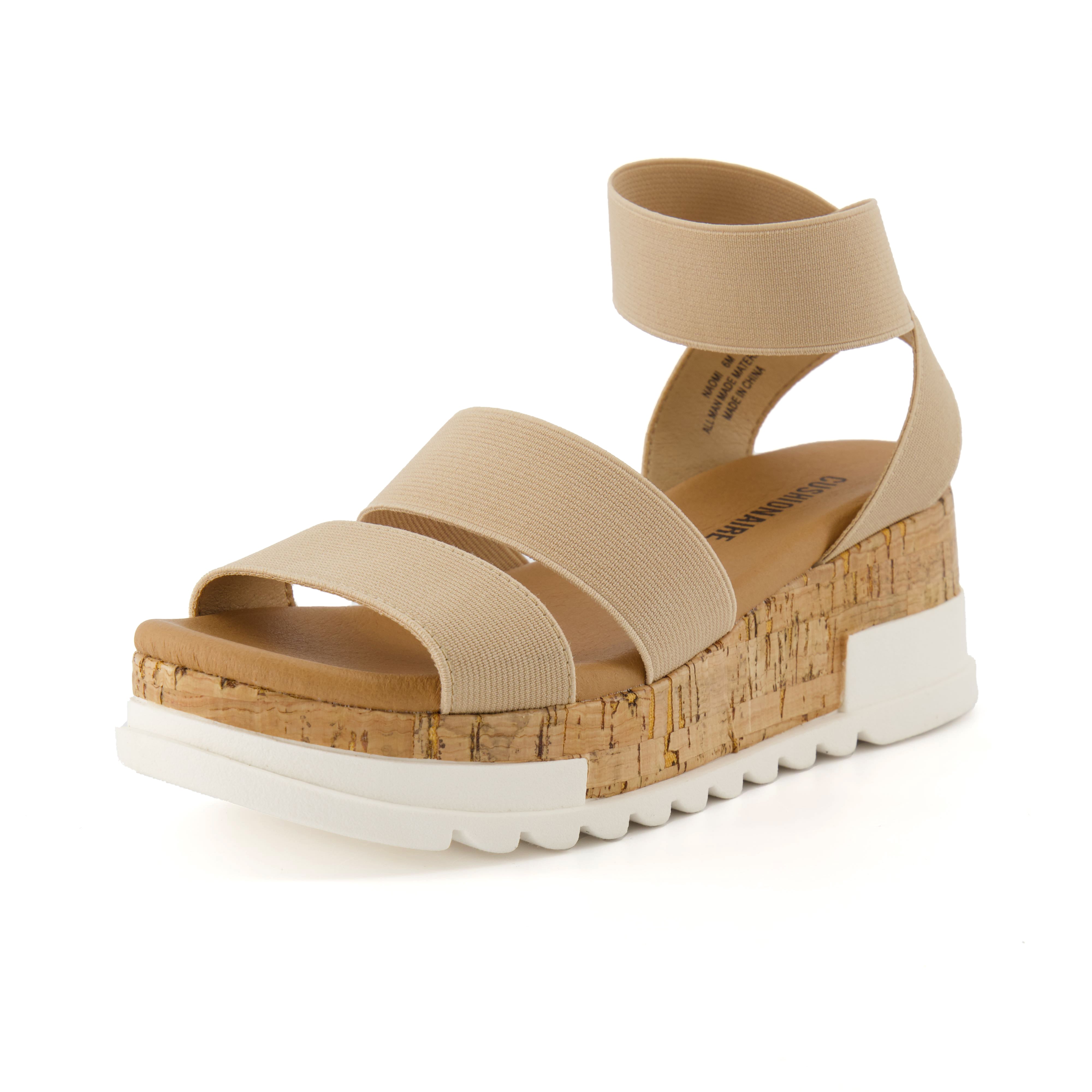 Cushionaire Women's Naomi Stretch Cork Wedge Sandal