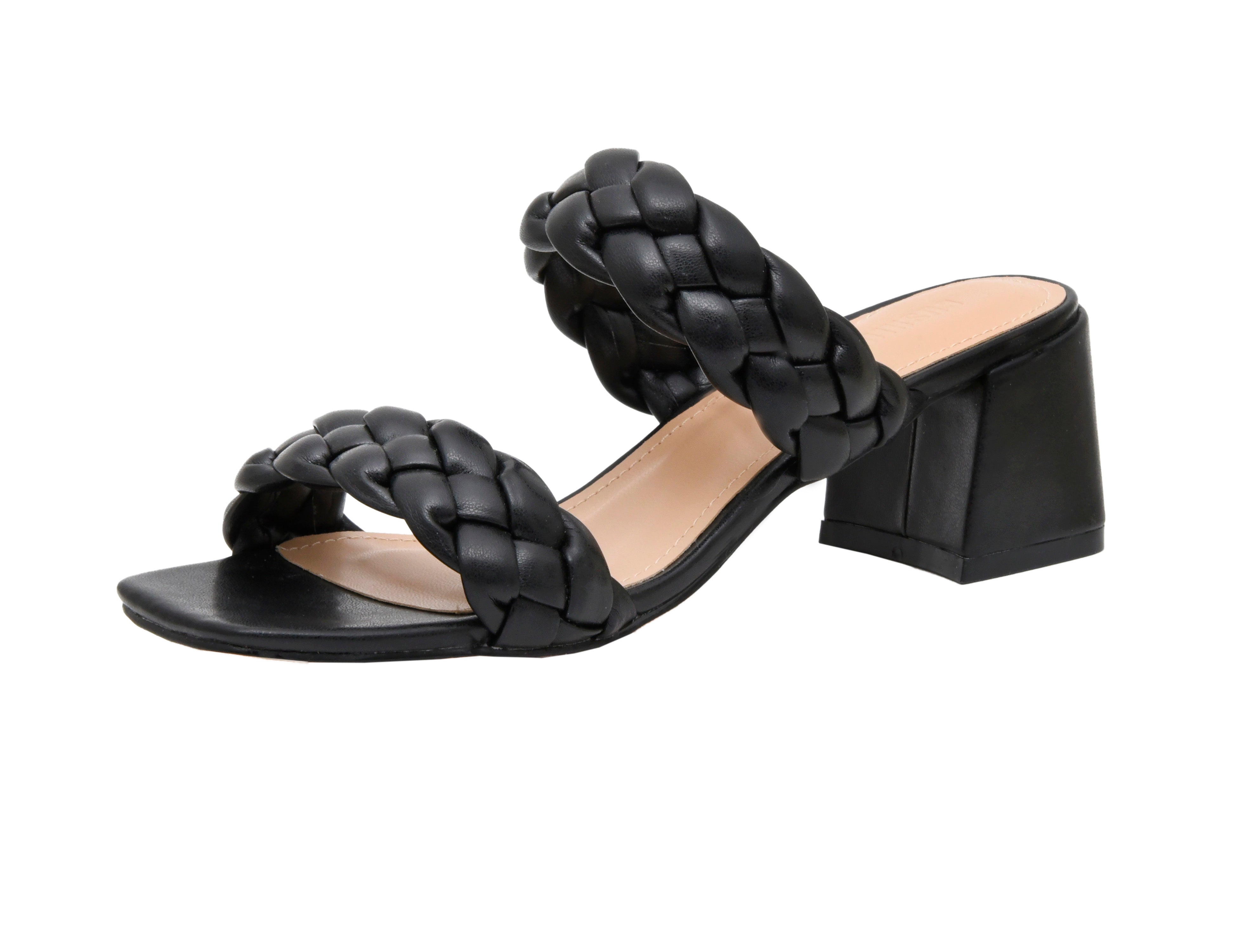 Onyx Braided Heel Sandal Black