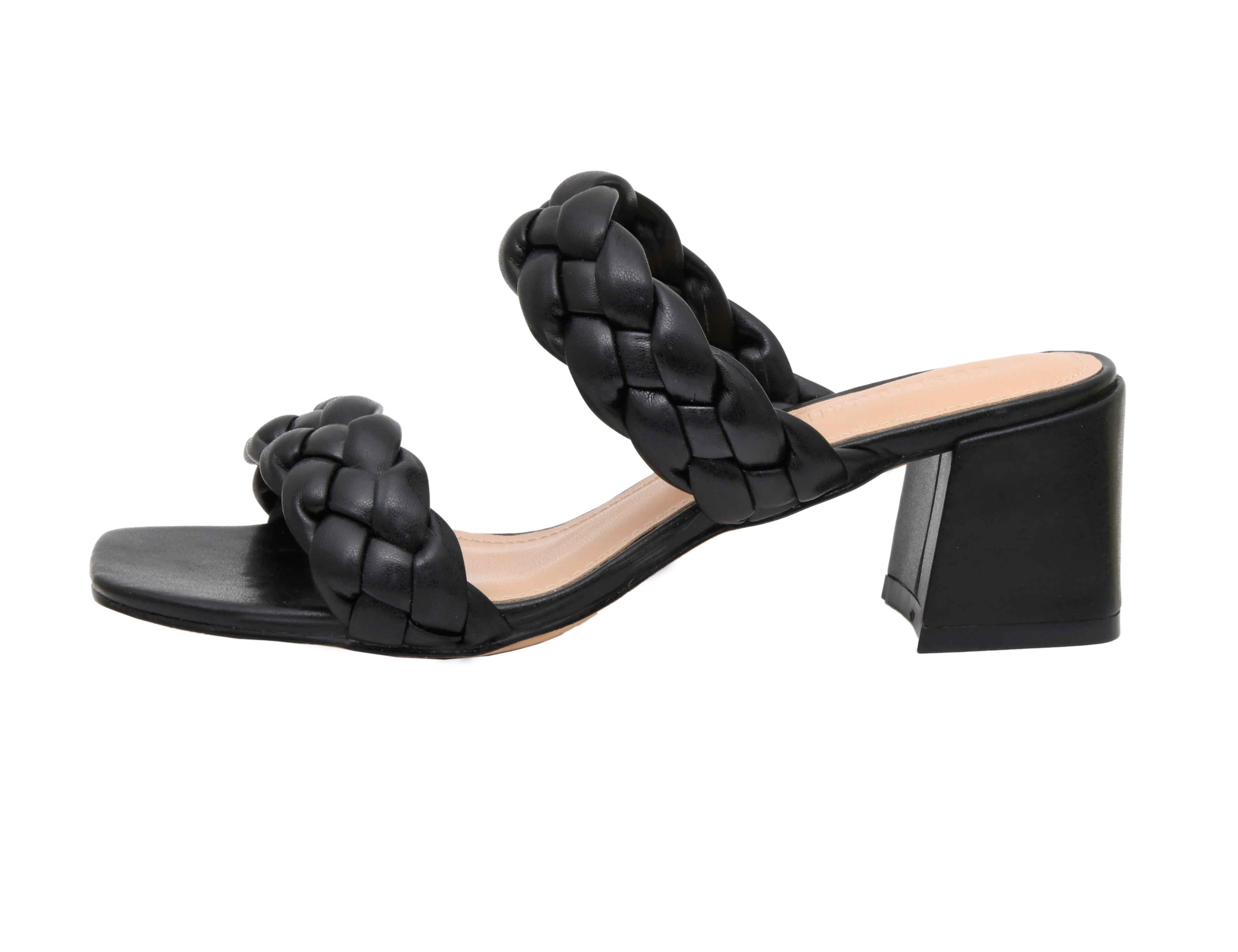 Onyx Braided Heel Sandal Black