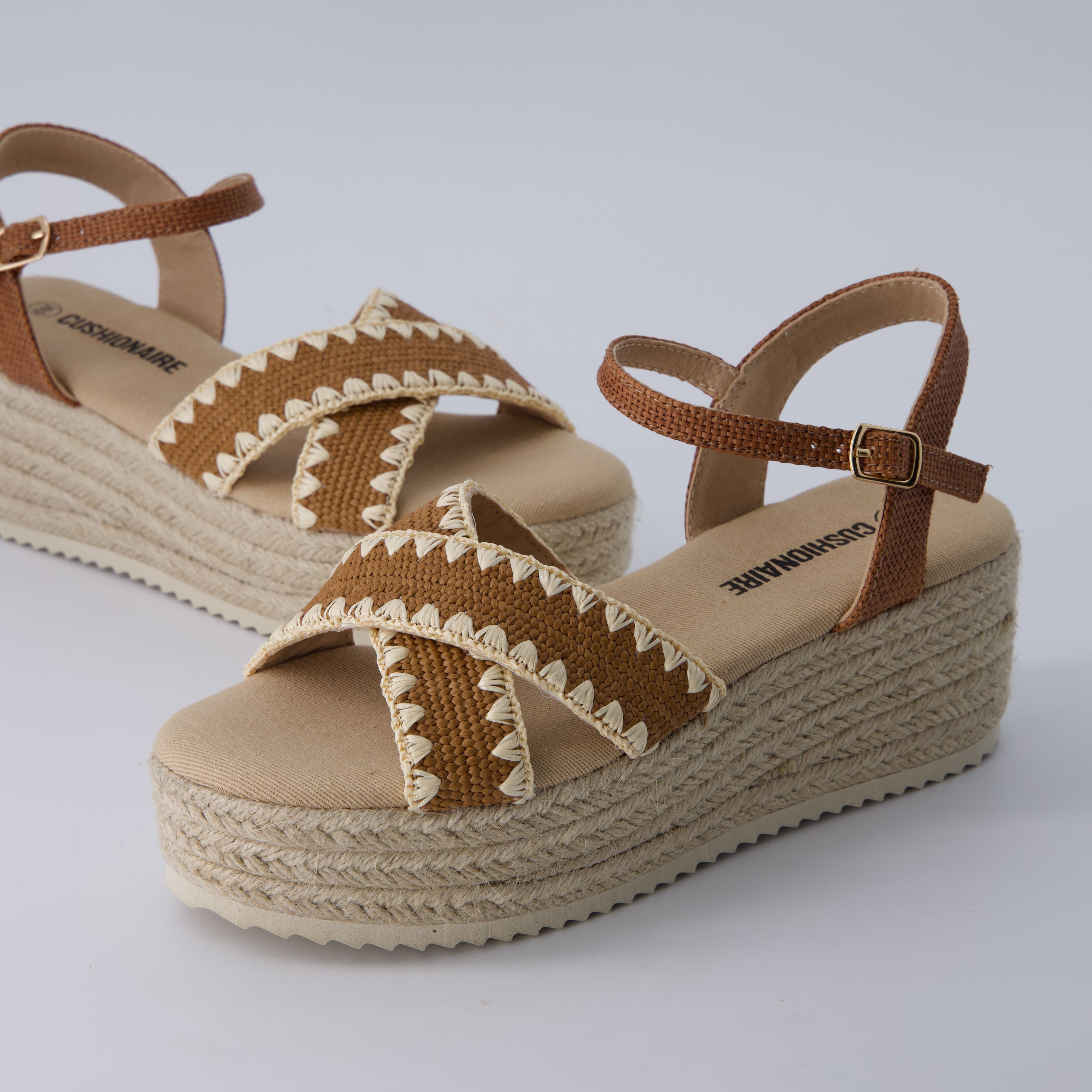 Ola Raffia Platform Sandals Brown