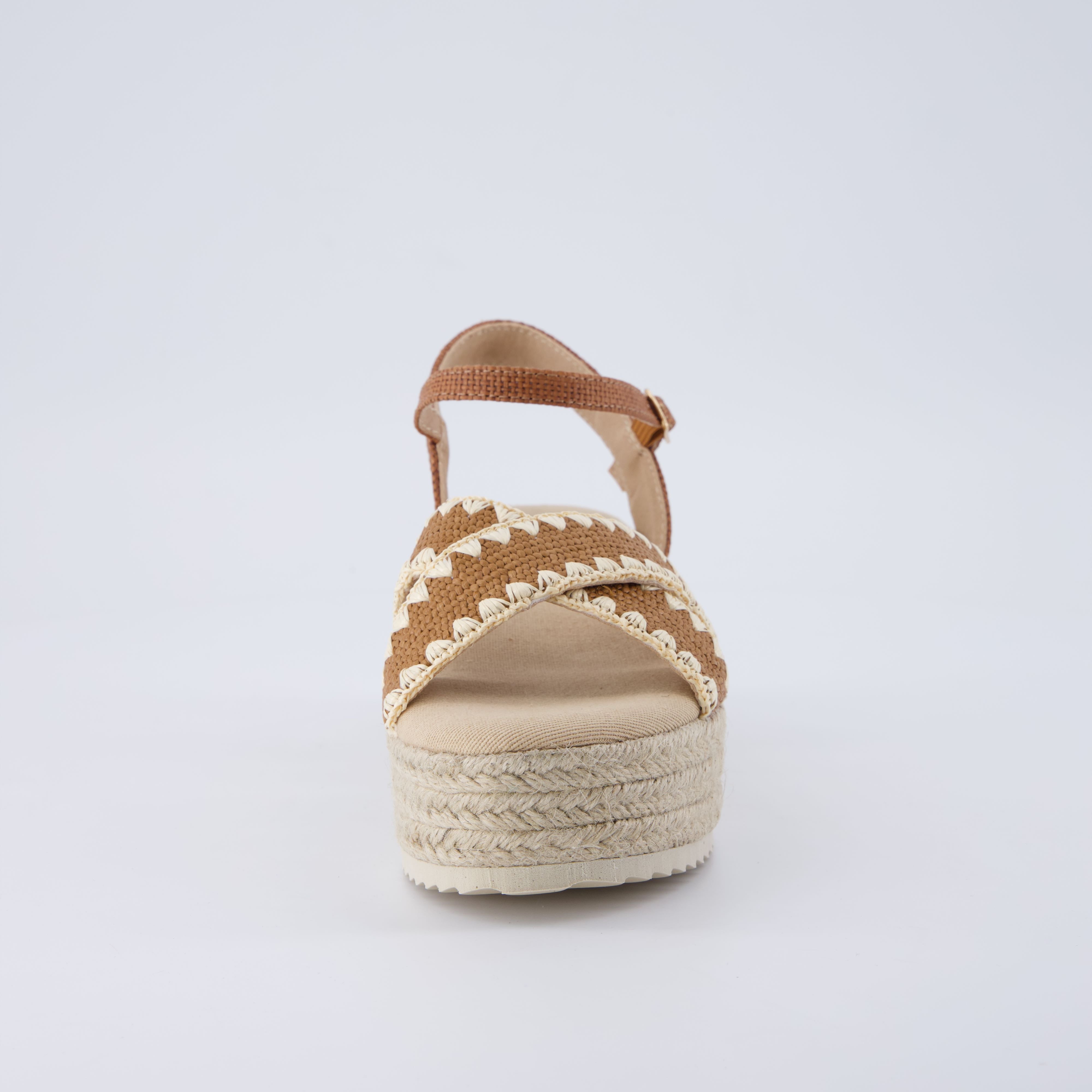 Ola Raffia Platform Sandals Brown
