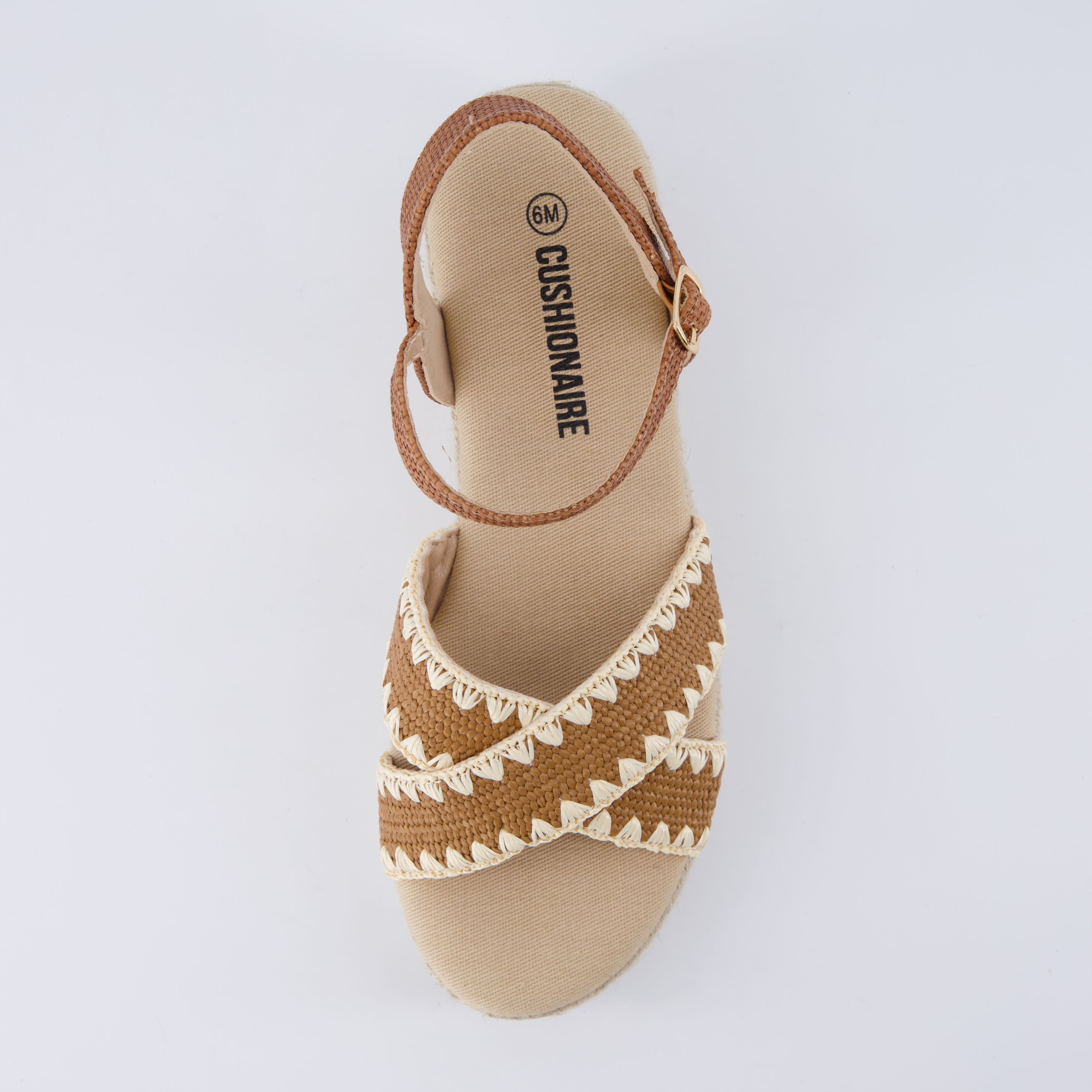 Ola Raffia Platform Sandals Brown