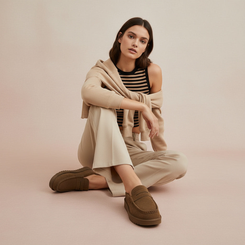 Ollie Suede Slippers Brown