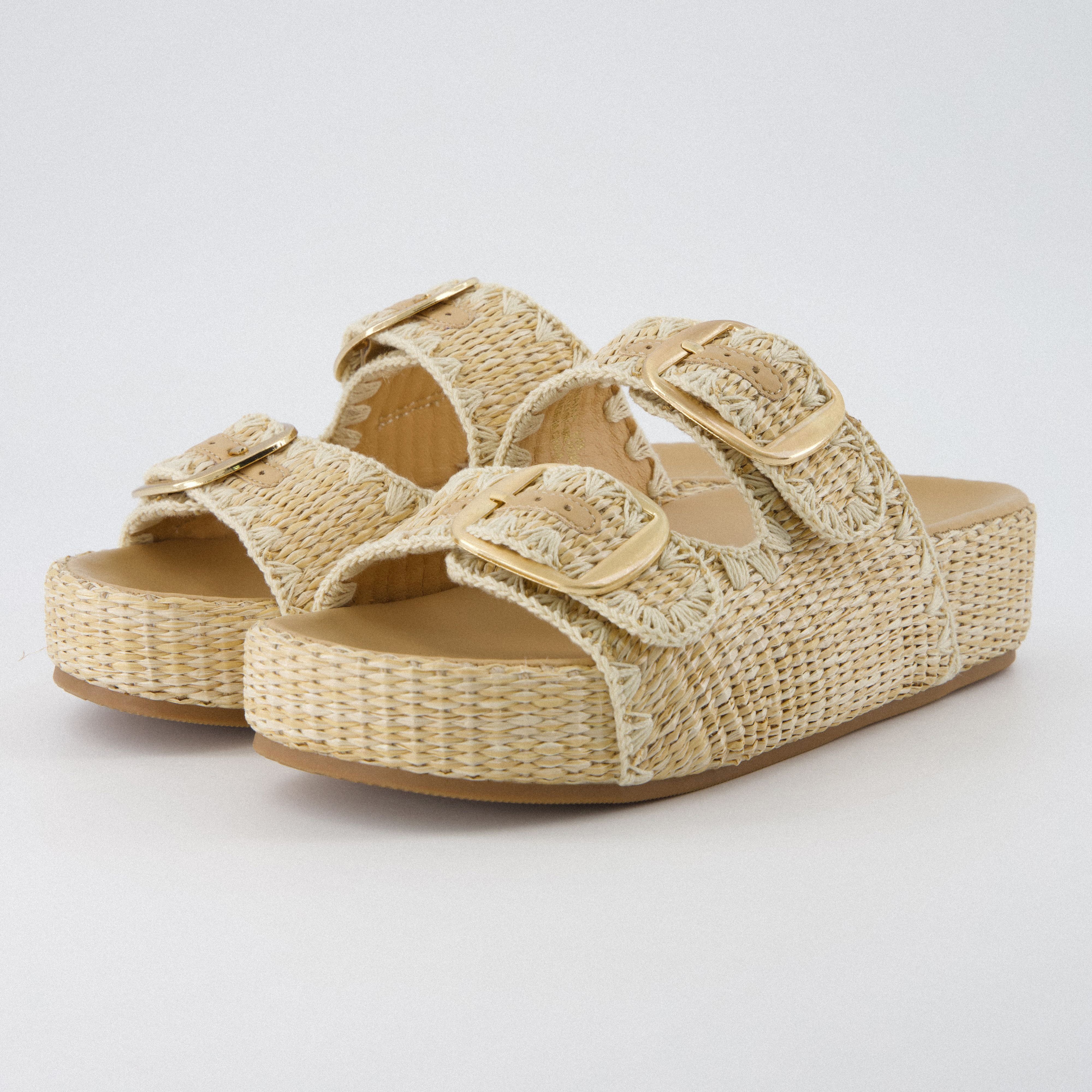 Panama Platform Sandals Natural