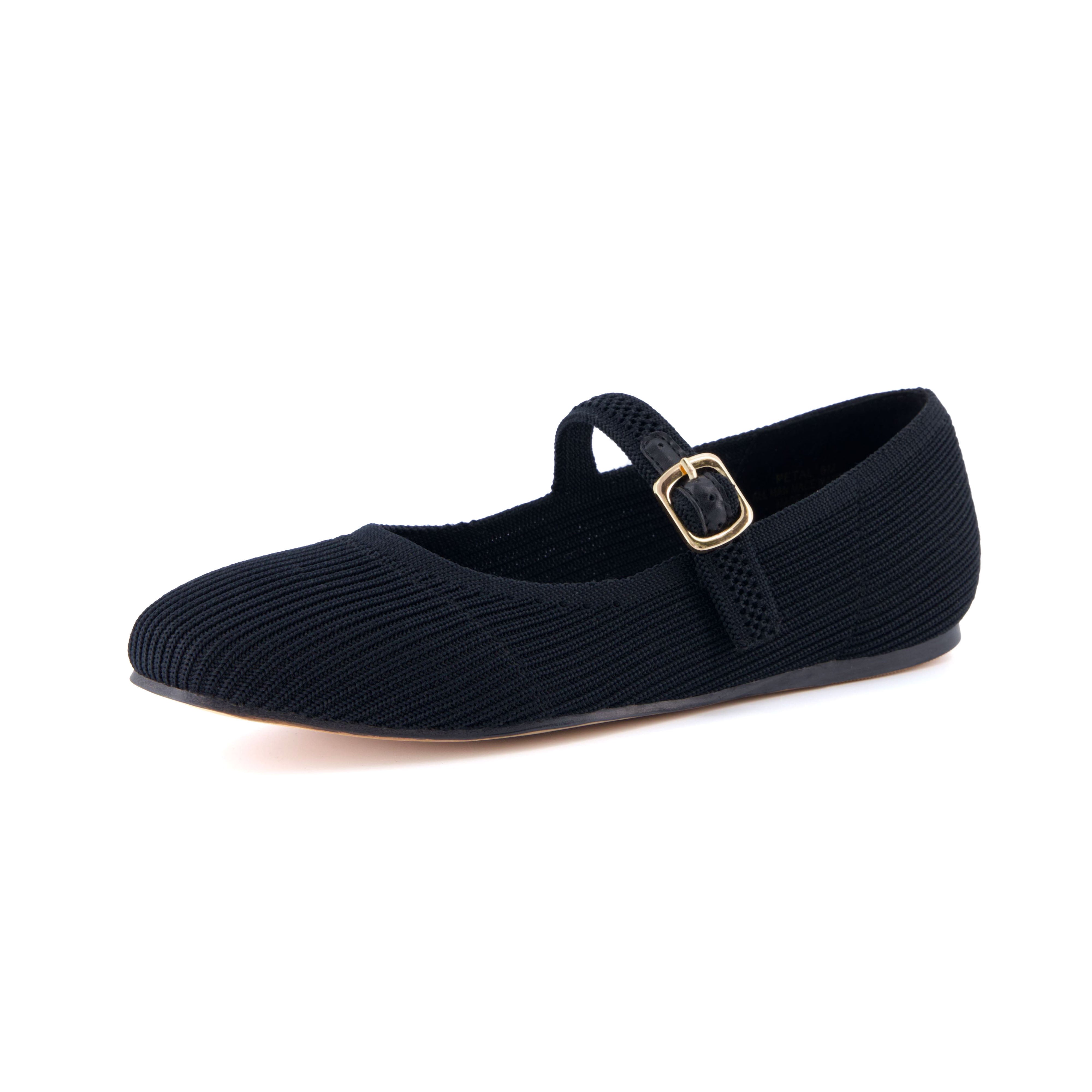 Petal Mary Jane Knit Flat Black