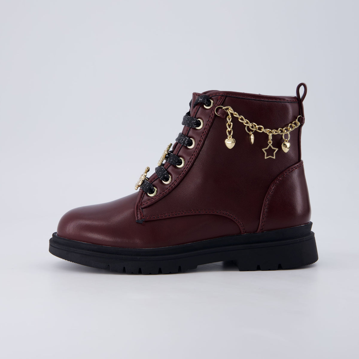 Philly Girls Combat Boots Burgundy Medium