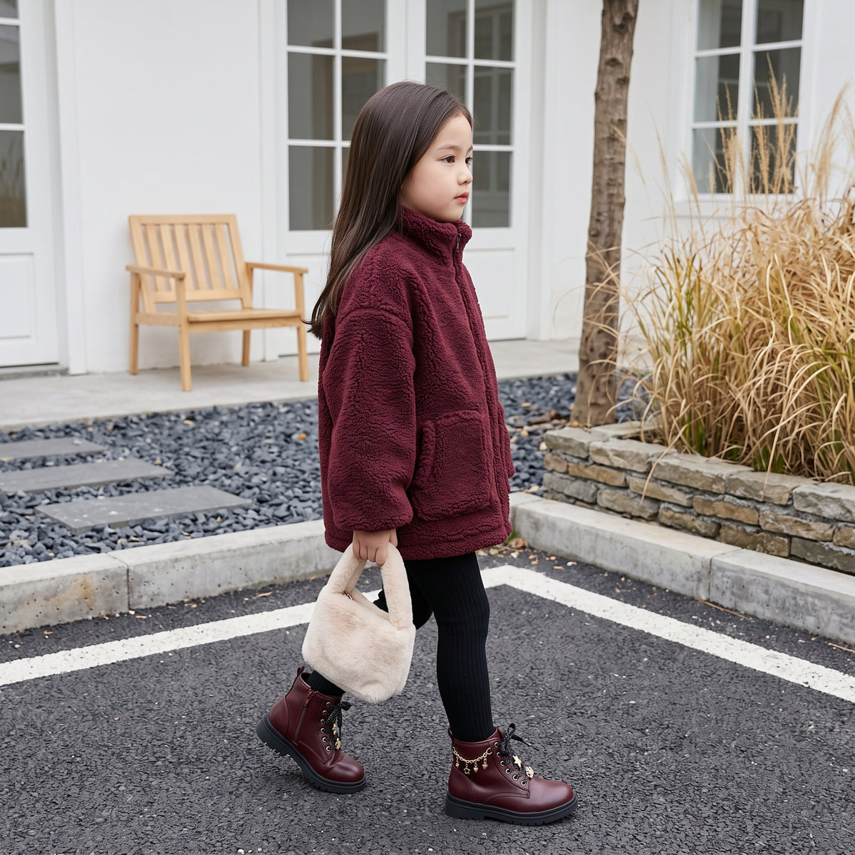 Philly Girls Combat Boots Burgundy Medium