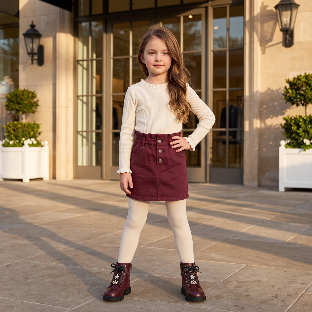 Philly Girls Combat Boots Burgundy Medium
