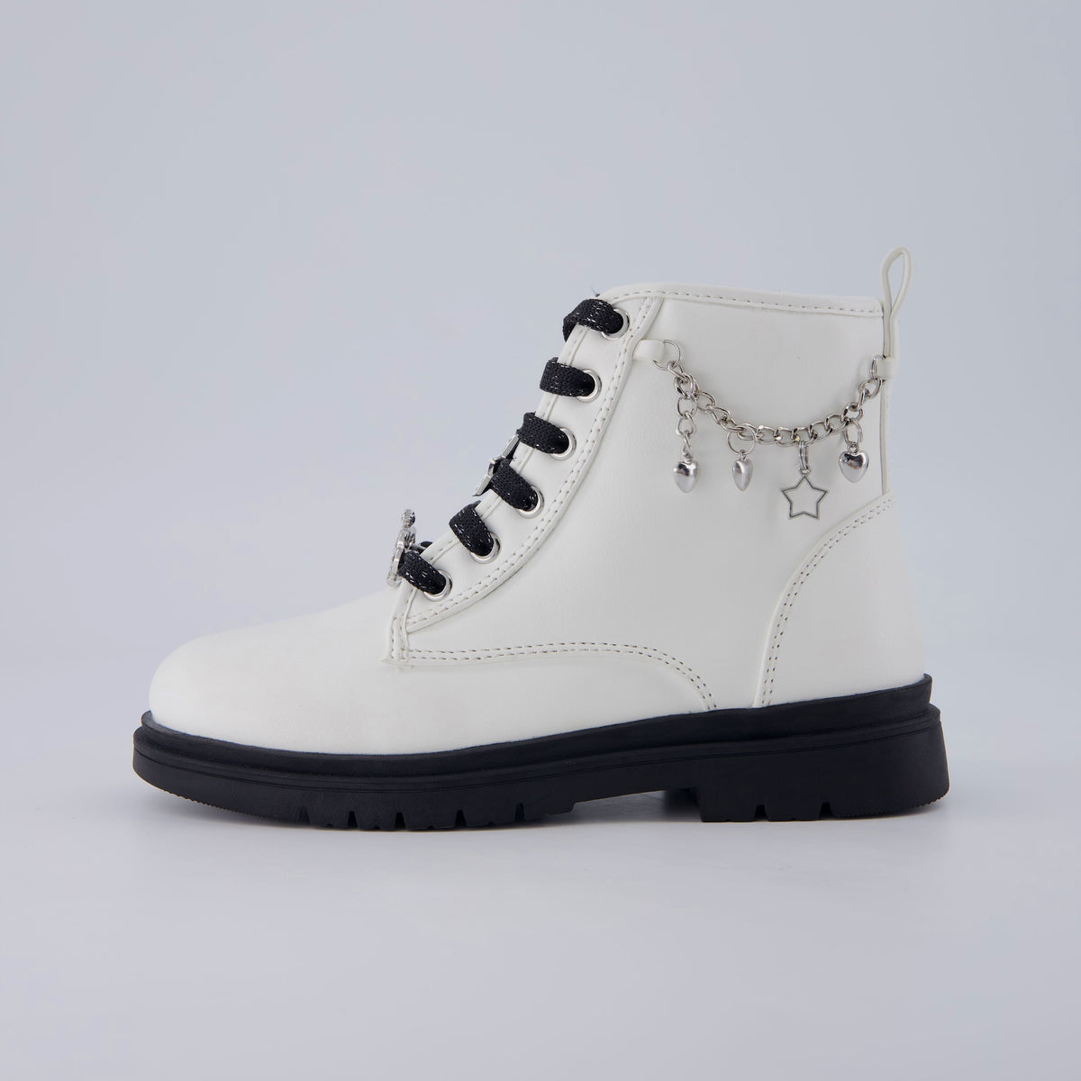 Philly Girls Combat Boots White Medium