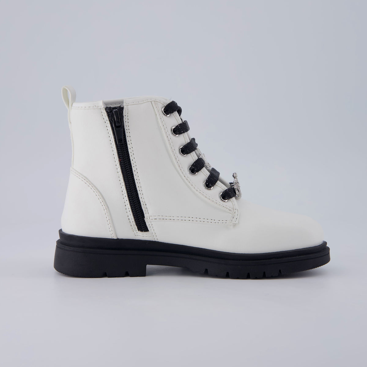 Philly Girls Combat Boots White Medium