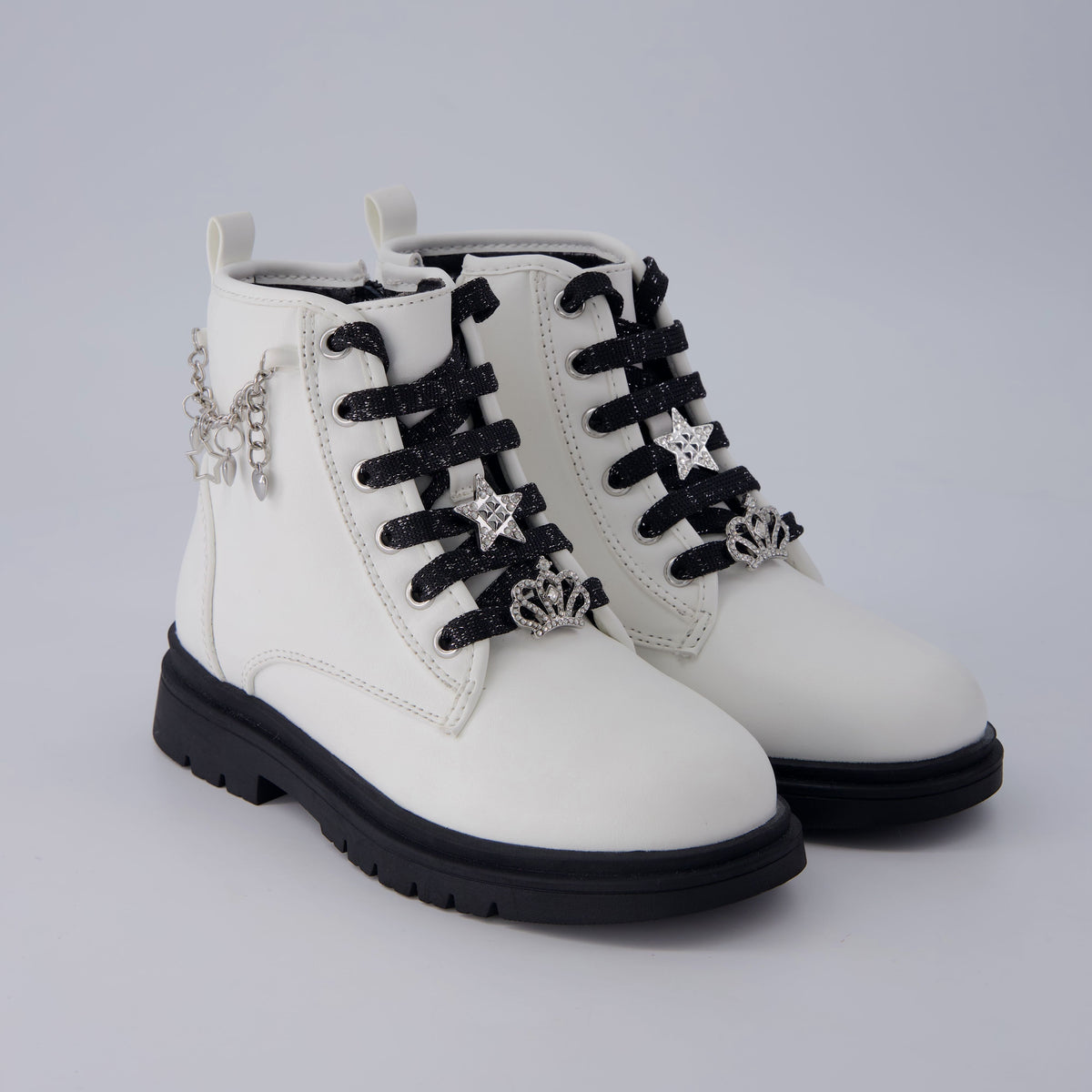 Philly Girls Combat Boots White Medium