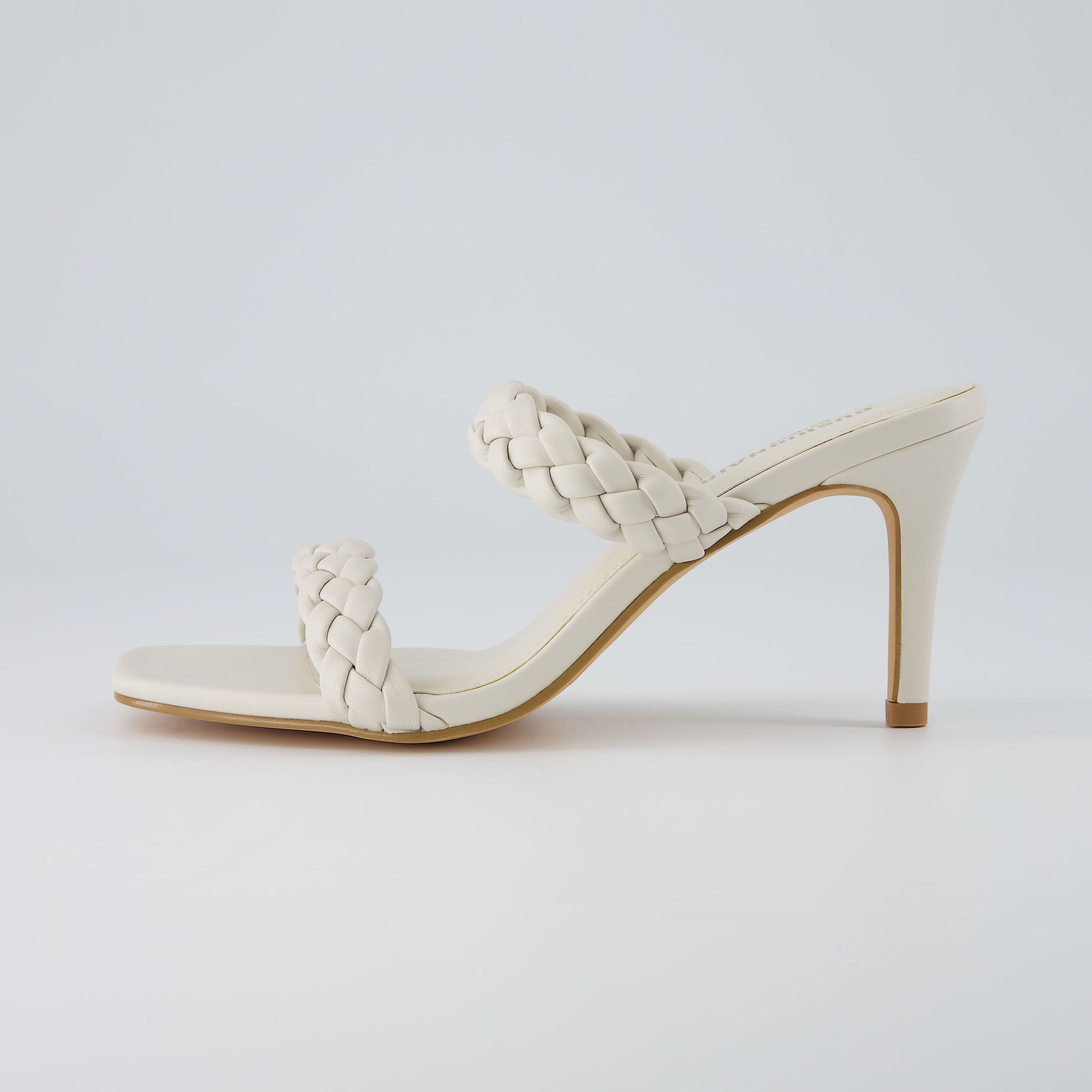 Cushionaire Women's Pippa Braided Two Band Dress Sandal Cream / Wide / 9.5