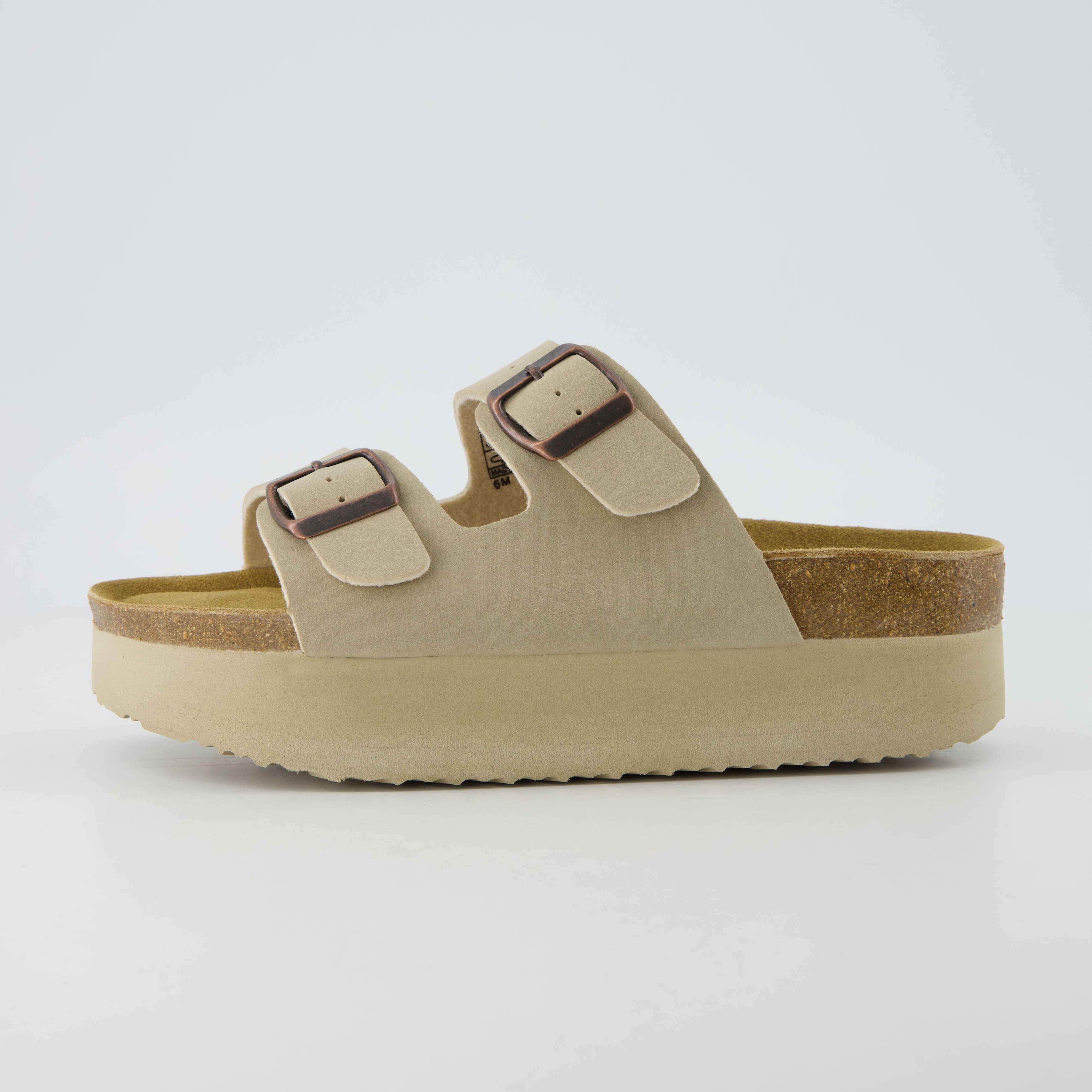 Plane Platform Footbed Sandal Stone